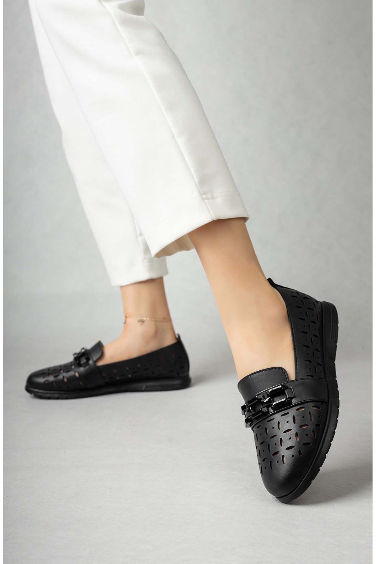 Freemax Kadın Babet Günlük Suni Deri Hafif Rahat Casual Yazlık Ayakkabı Abb 203 Siyah