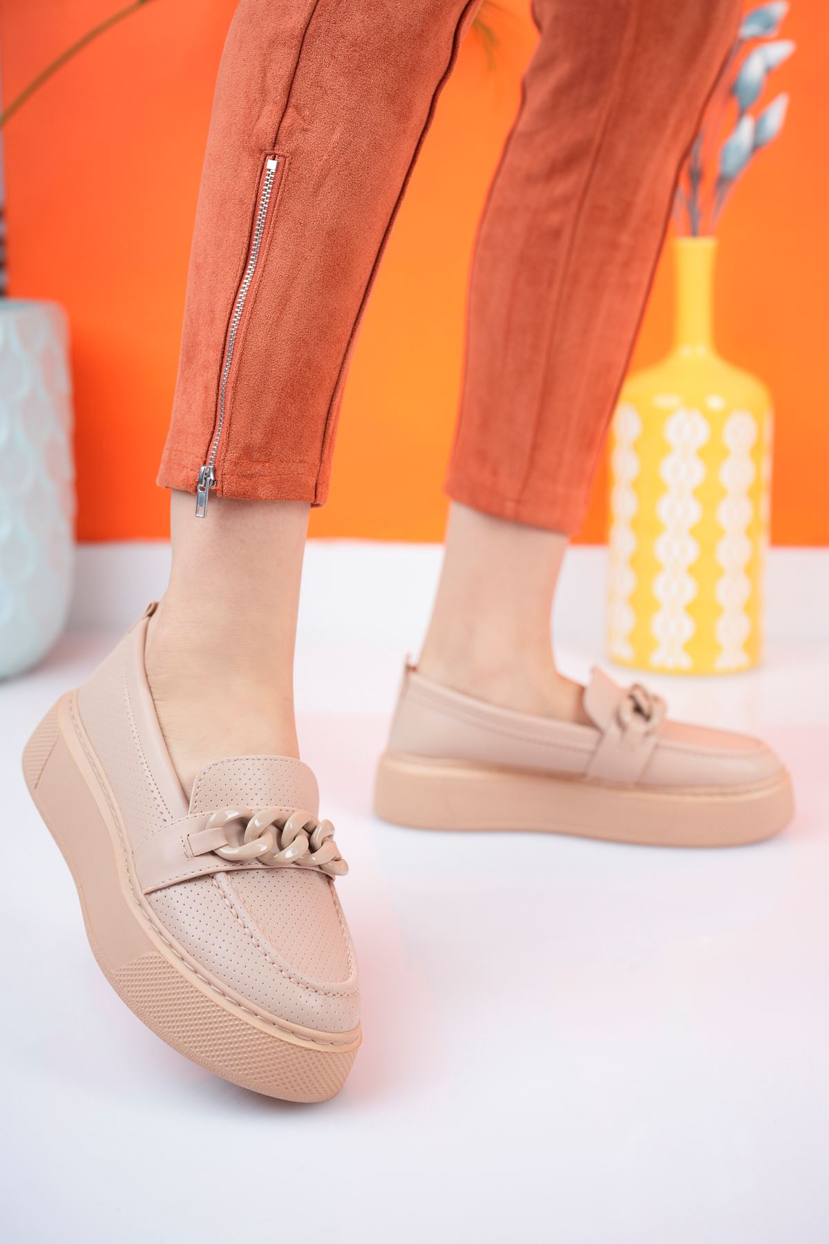 Freemax Kadın Yüksek Taban Günlük Oxford Ayakkabı Abb.505 Nut