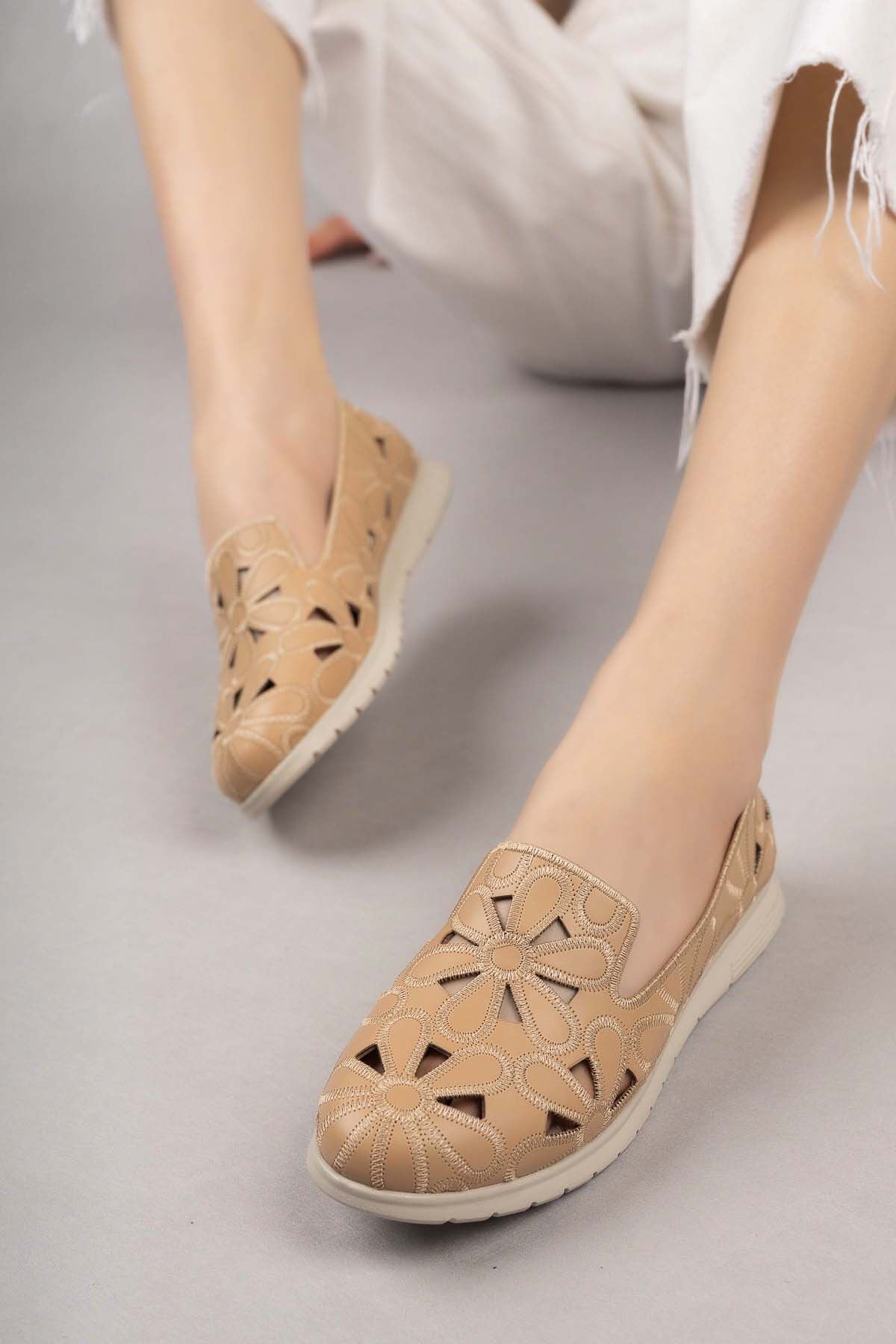 Freemax Kadın Babet Günlük Suni Deri Hafif Rahat Yazlık Ayakkabı Abb 210 Ten