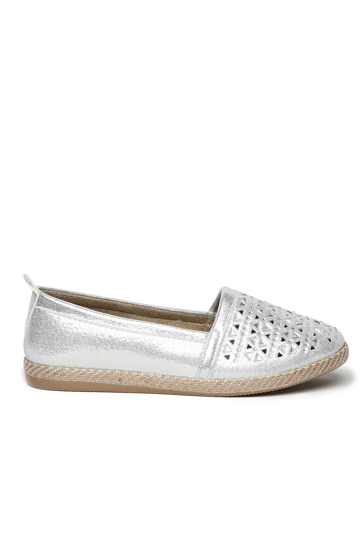 Freemax Günlük Comfortable Kadın Babet Ayakkabı Gümüş