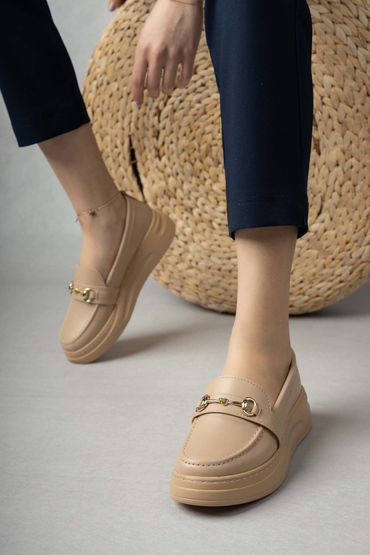 Freemax Kadın Günlük Suni Deri Hafif Rahat Casual Ayakkabı Abboud 503 Ten