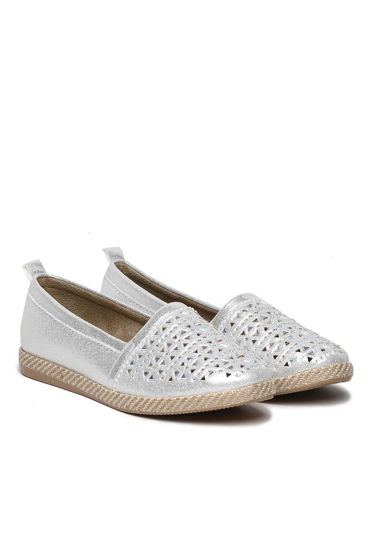 Freemax Günlük Comfortable Kadın Babet Ayakkabı Gümüş