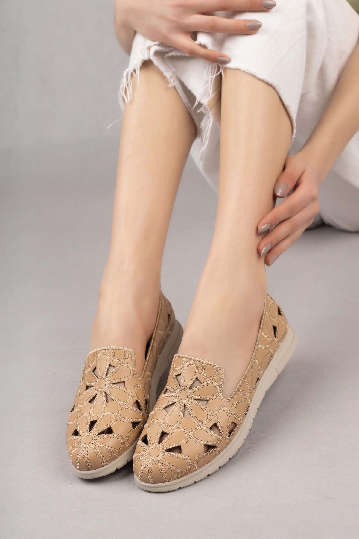 Freemax Kadın Babet Günlük Suni Deri Hafif Rahat Yazlık Ayakkabı Abb 210 Ten