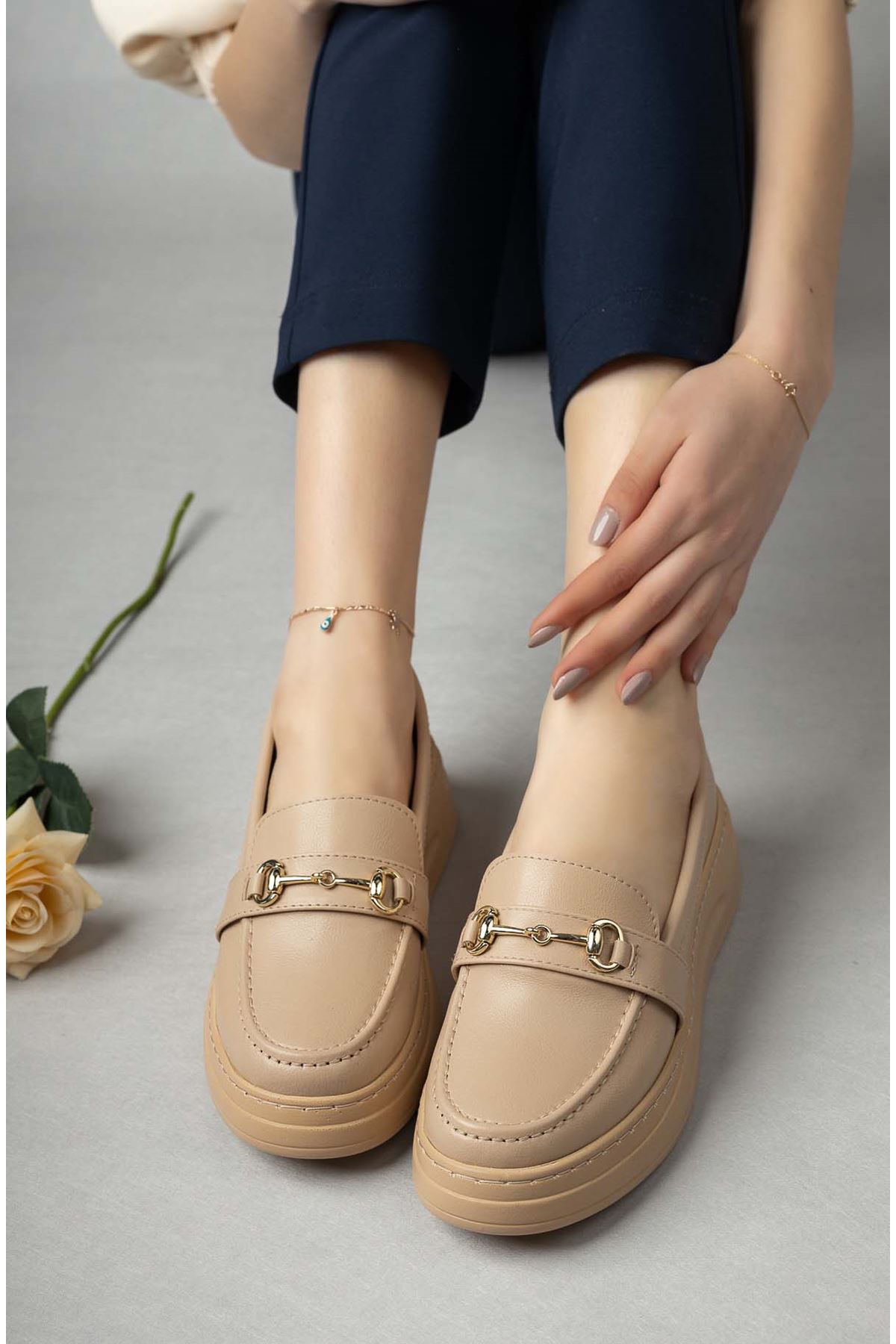 Freemax Kadın Günlük Suni Deri Hafif Rahat Casual Ayakkabı Abboud 503 Ten