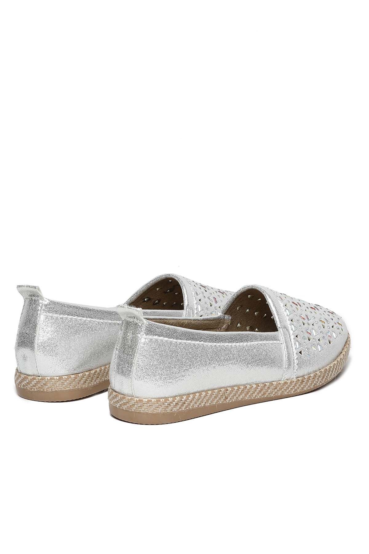 Freemax Günlük Comfortable Kadın Babet Ayakkabı Gümüş