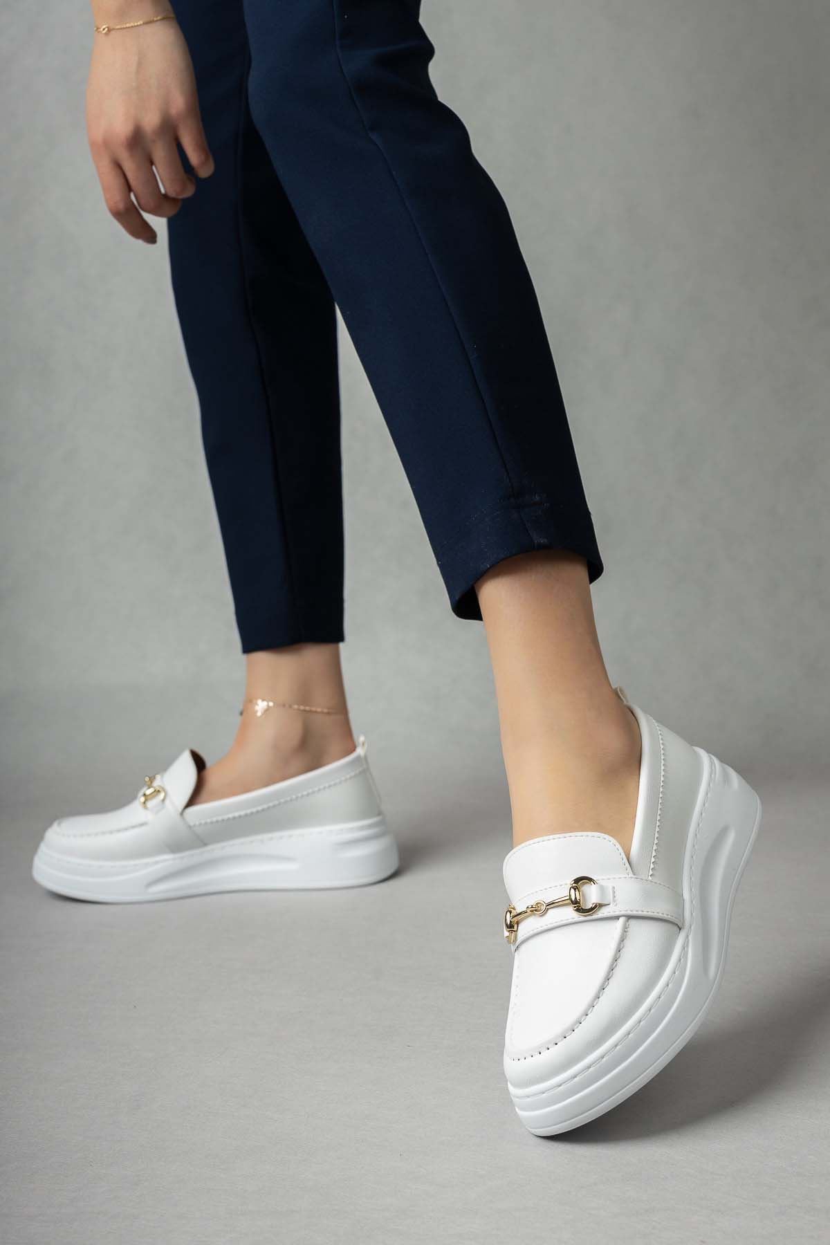 Freemax Kadın Günlük Suni Deri Hafif Rahat Casual Ayakkabı Abboud 503 Beyaz