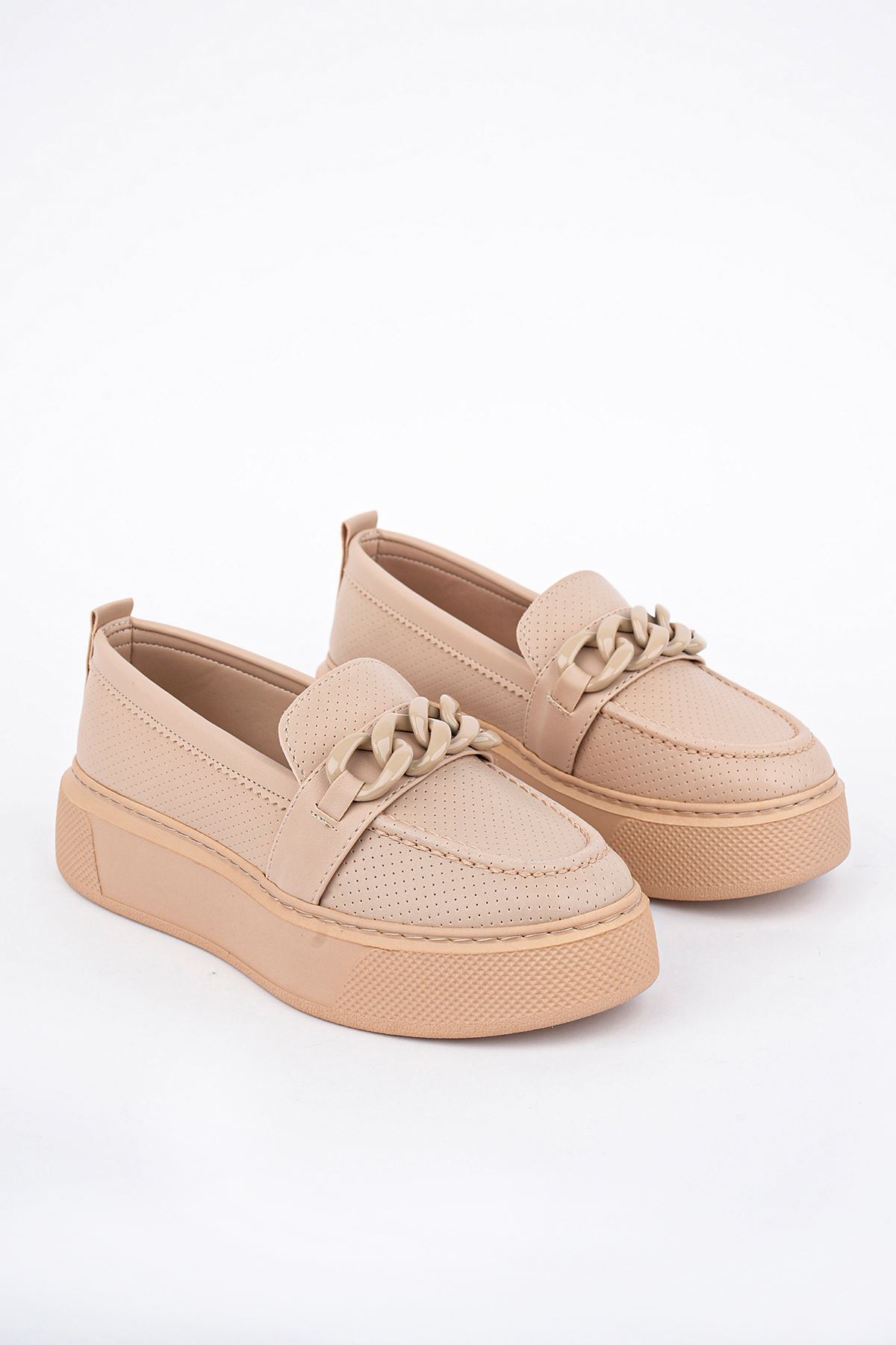 Freemax Kadın Yüksek Taban Günlük Oxford Ayakkabı Abb.505 Nut