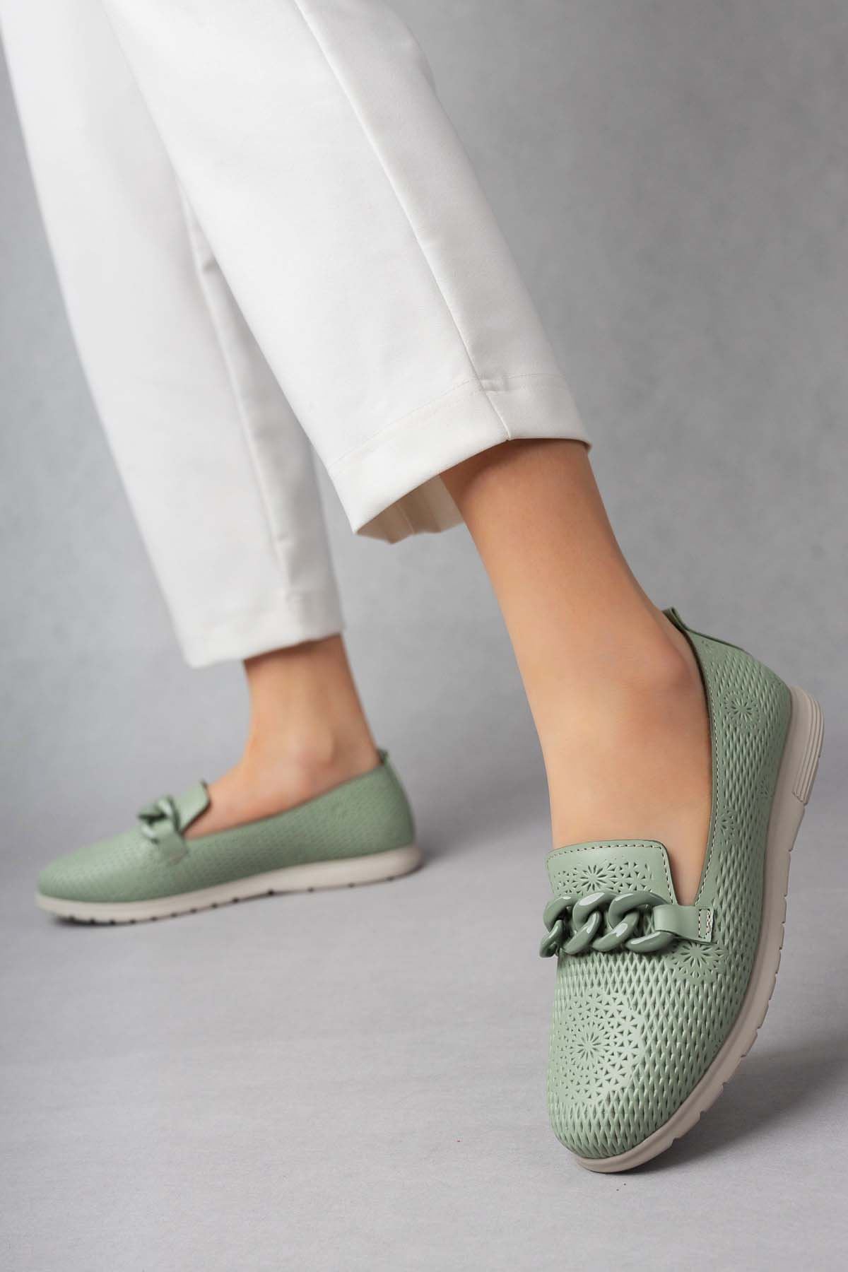 Freemax Kadın Babet Günlük Suni Deri Hafif Rahat Casual Ayakkabı Abb 211 Mint