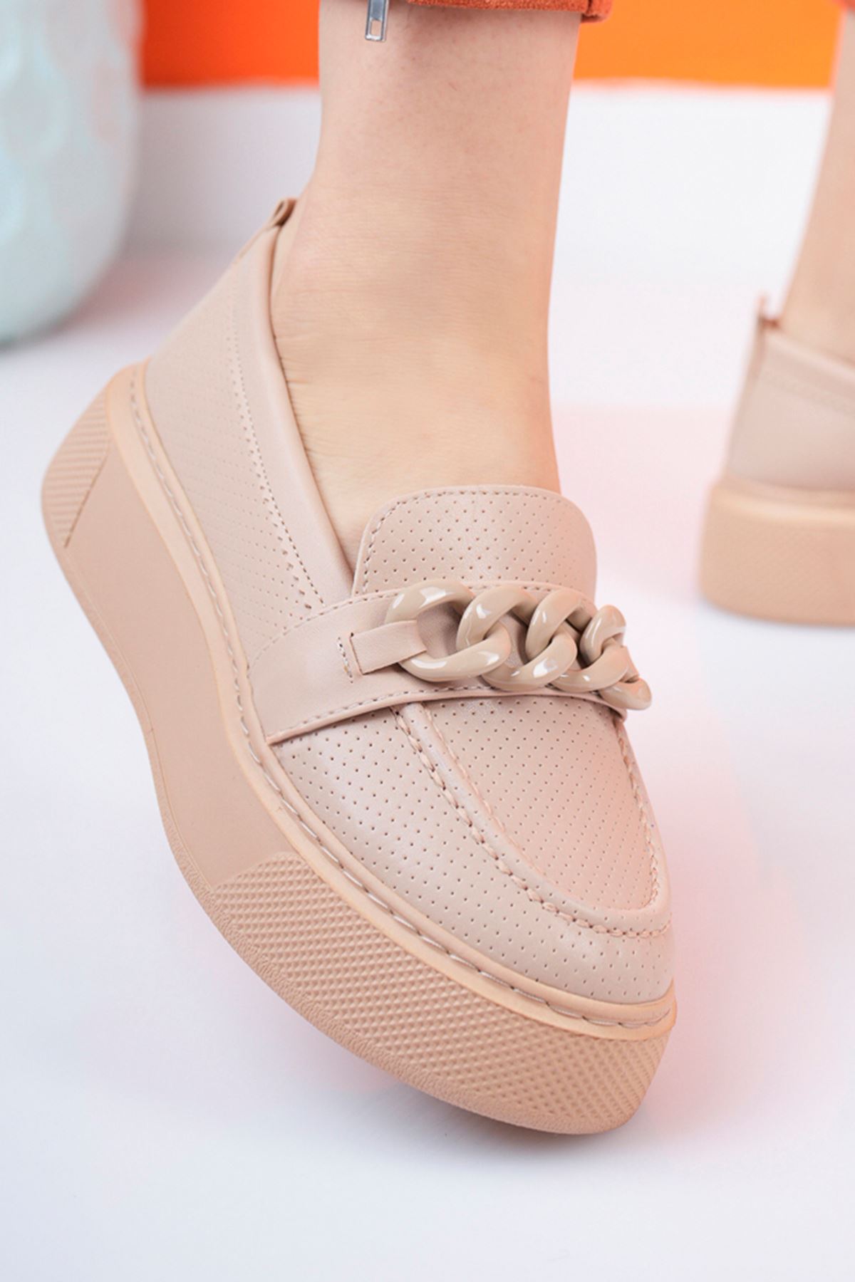 Freemax Kadın Yüksek Taban Günlük Oxford Ayakkabı Abb.505 Nut