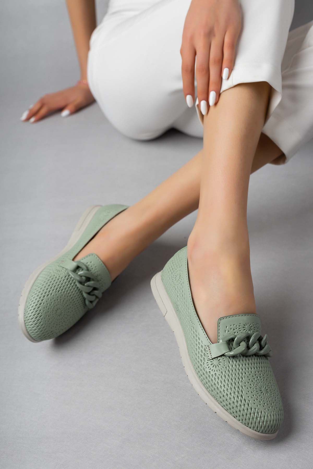 Freemax Kadın Babet Günlük Suni Deri Hafif Rahat Casual Ayakkabı Abb 211 Mint