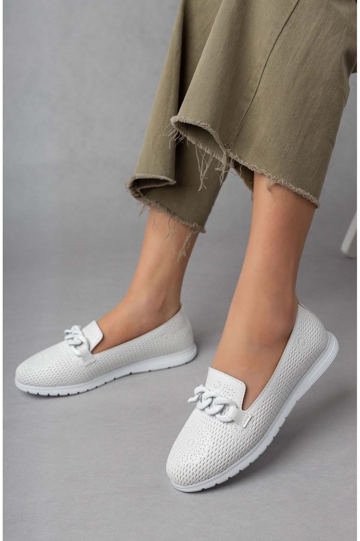 Freemax Kadın Babet Günlük Suni Deri Hafif Rahat Casual Ayakkabı Abb 211 Beyaz