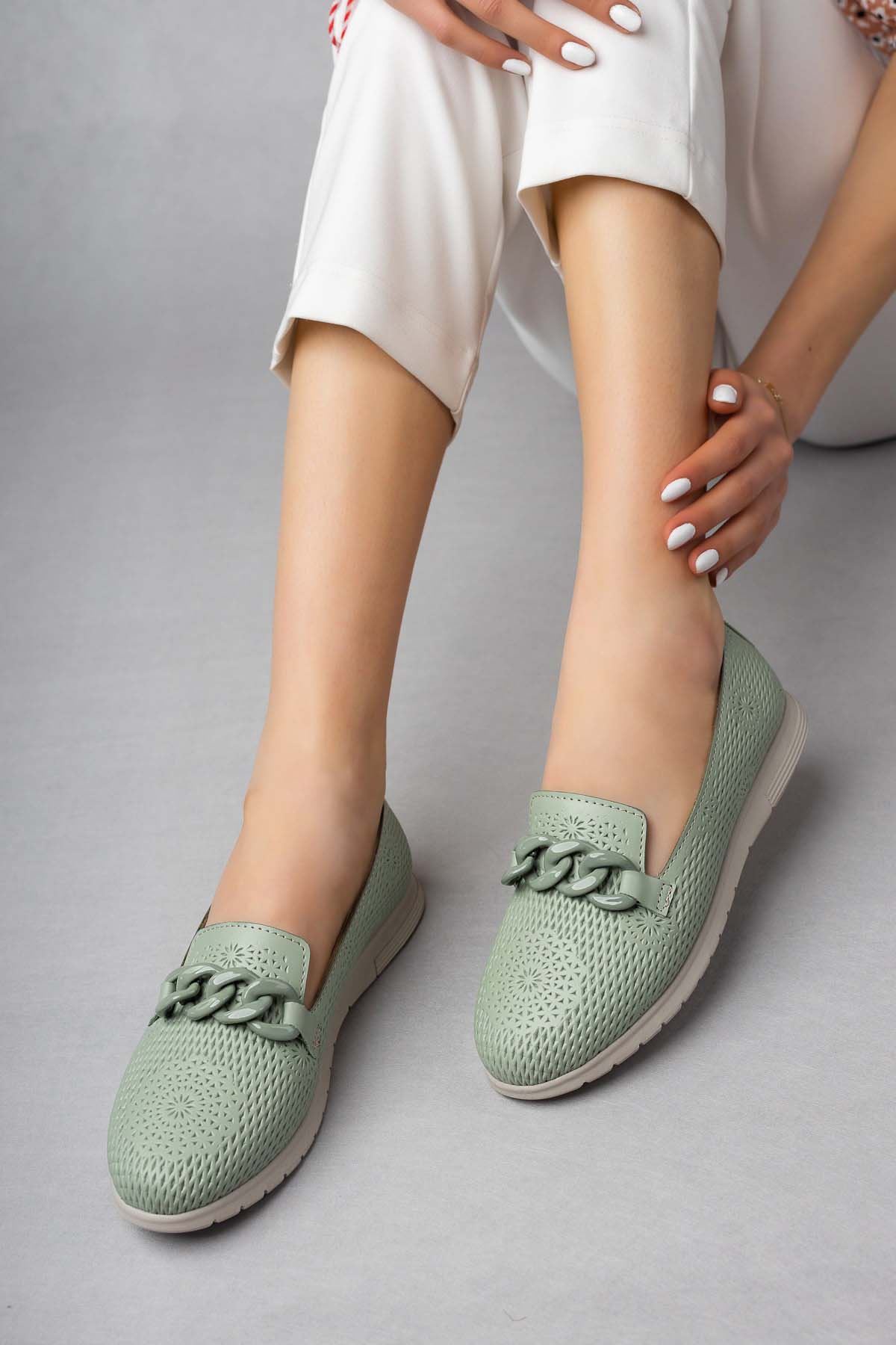 Freemax Kadın Babet Günlük Suni Deri Hafif Rahat Casual Ayakkabı Abb 211 Mint