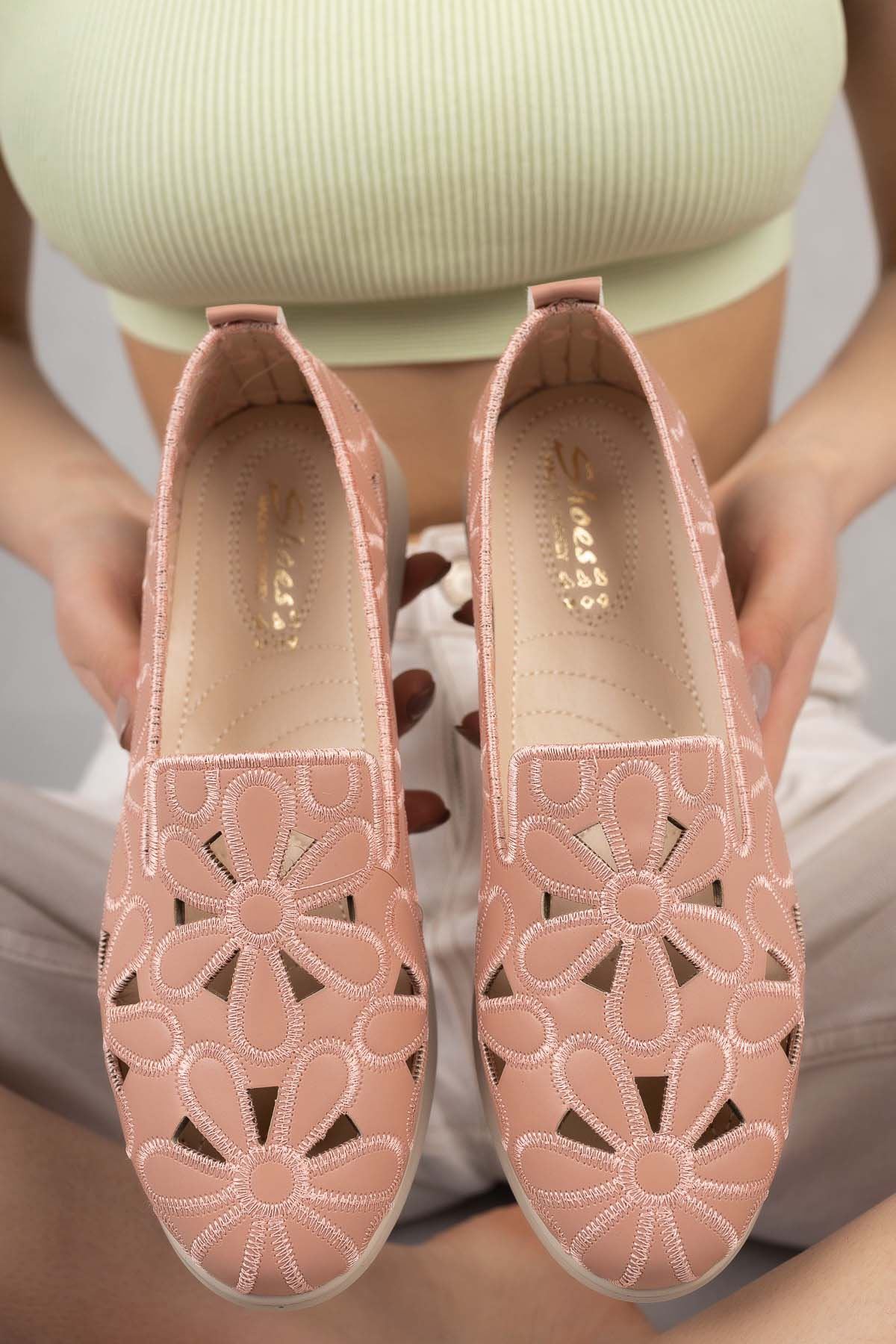 Freemax Kadın Babet Günlük Suni Deri Hafif Rahat Yazlık Ayakkabı Abb 210 Pudra