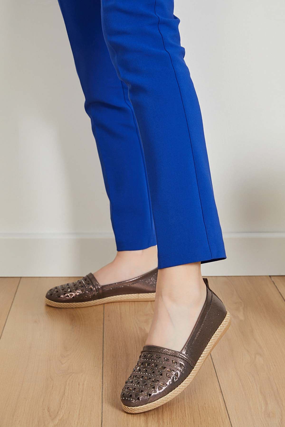 Freemax Günlük Comfortable Kadın Babet Ayakkabı Bronz