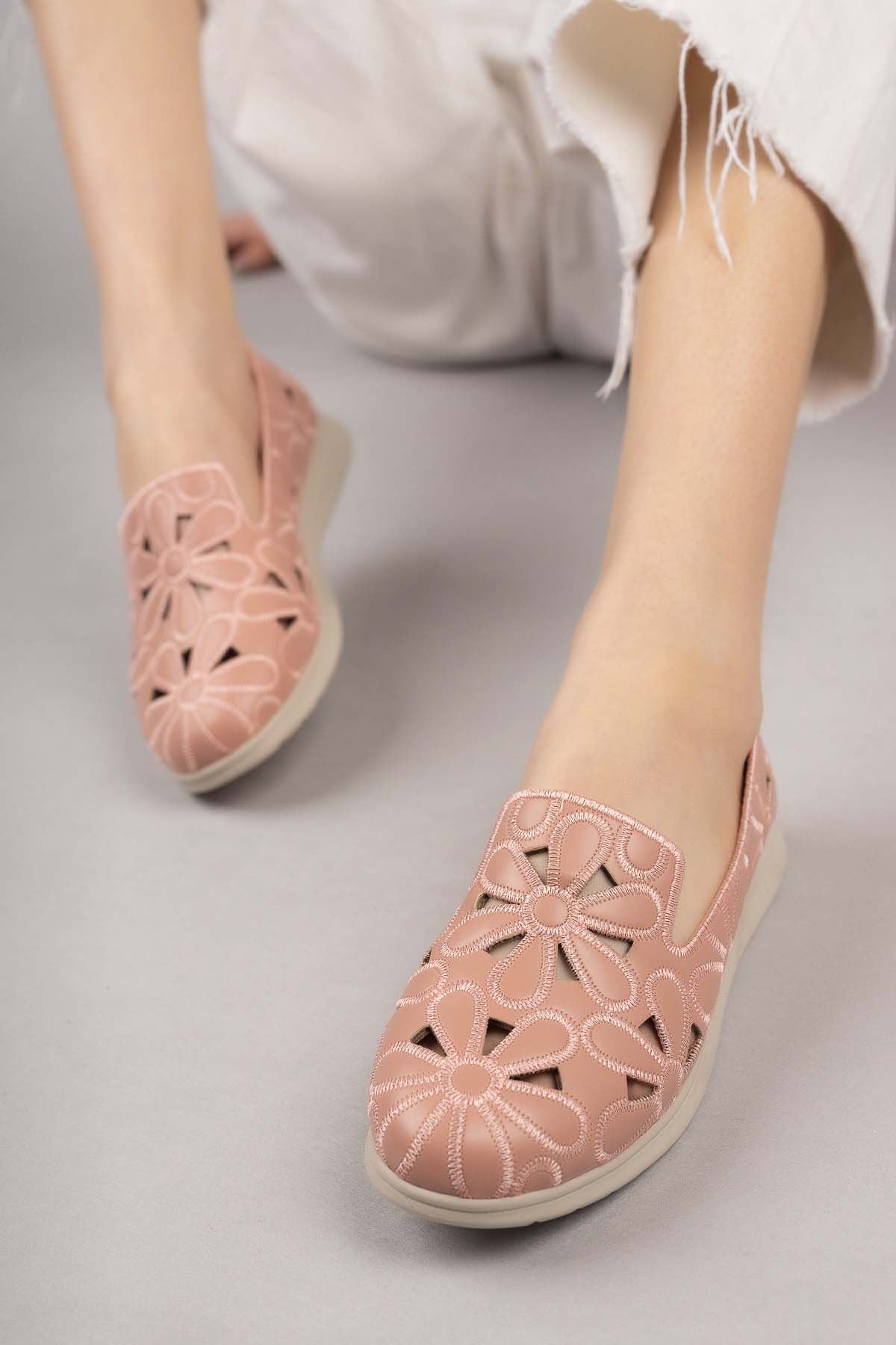 Freemax Kadın Babet Günlük Suni Deri Hafif Rahat Yazlık Ayakkabı Abb 210 Pudra