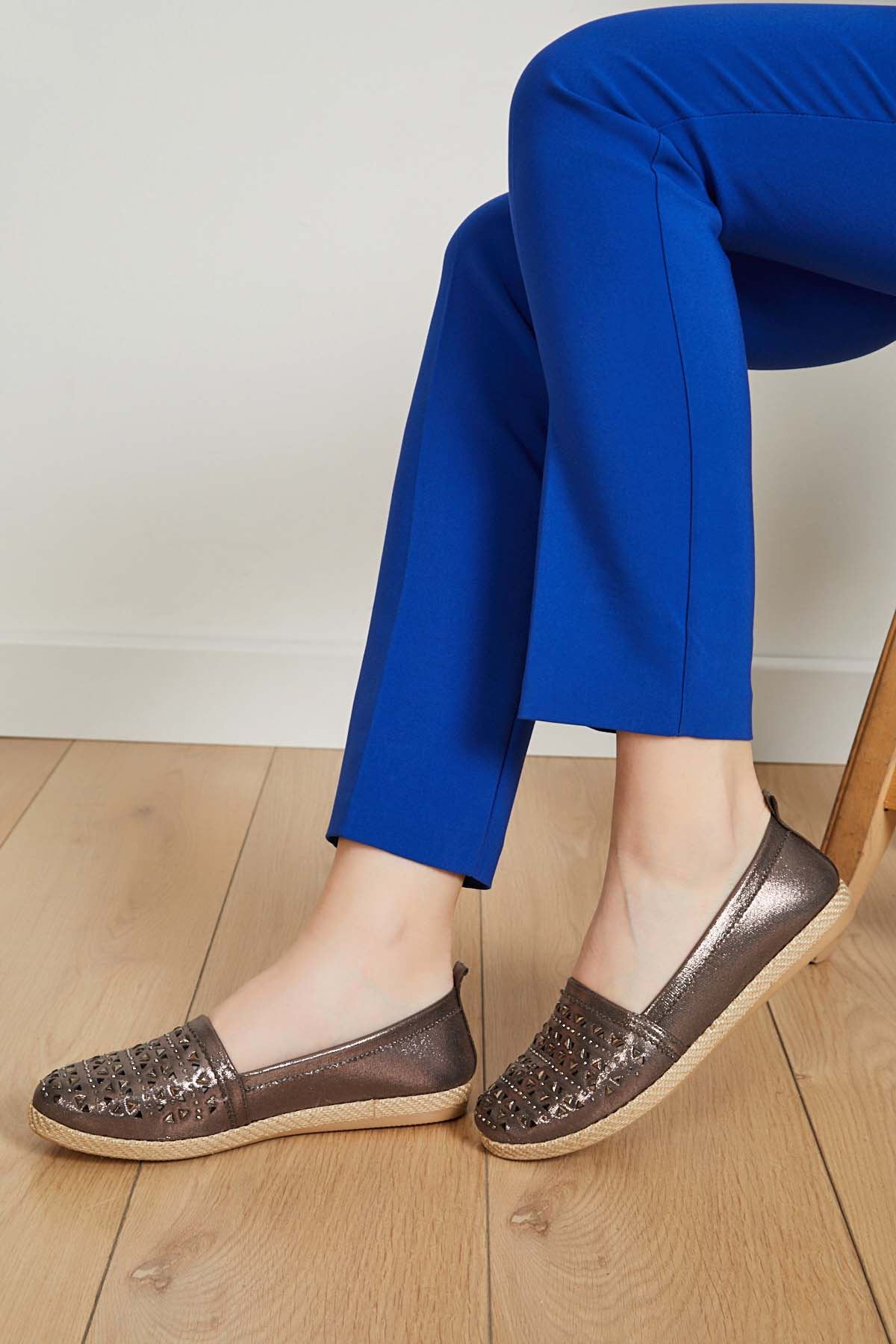 Freemax Günlük Comfortable Kadın Babet Ayakkabı Bronz