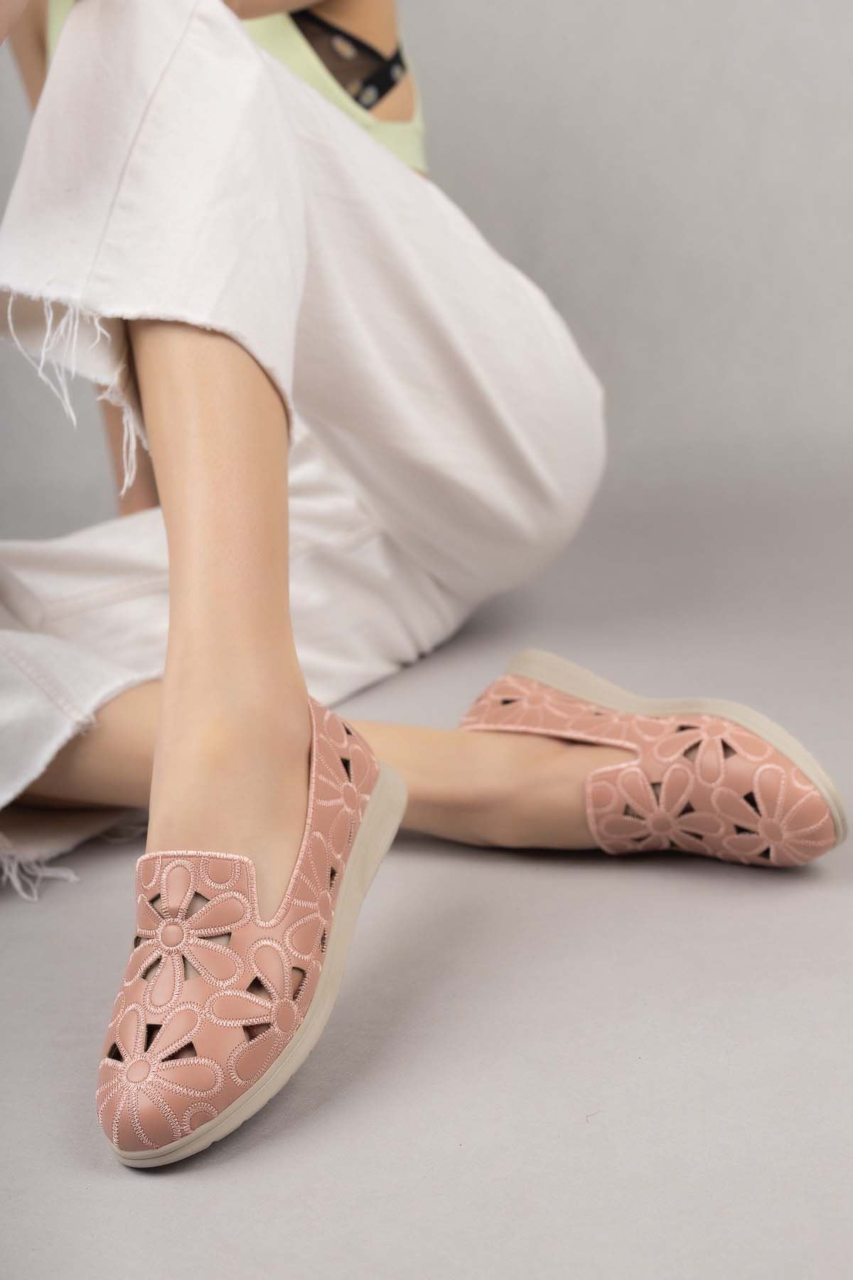 Freemax Kadın Babet Günlük Suni Deri Hafif Rahat Yazlık Ayakkabı Abb 210 Pudra