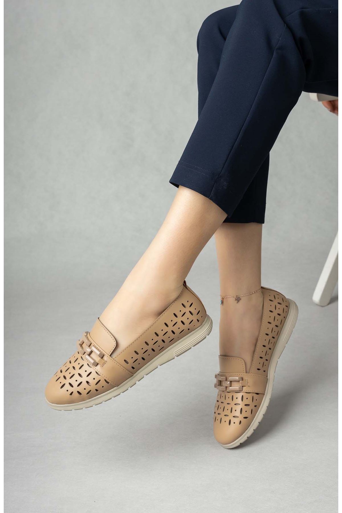 Freemax Kadın Babet Günlük Suni Deri Hafif Rahat Casual Yazlık Ayakkabı Abb 203 Ten