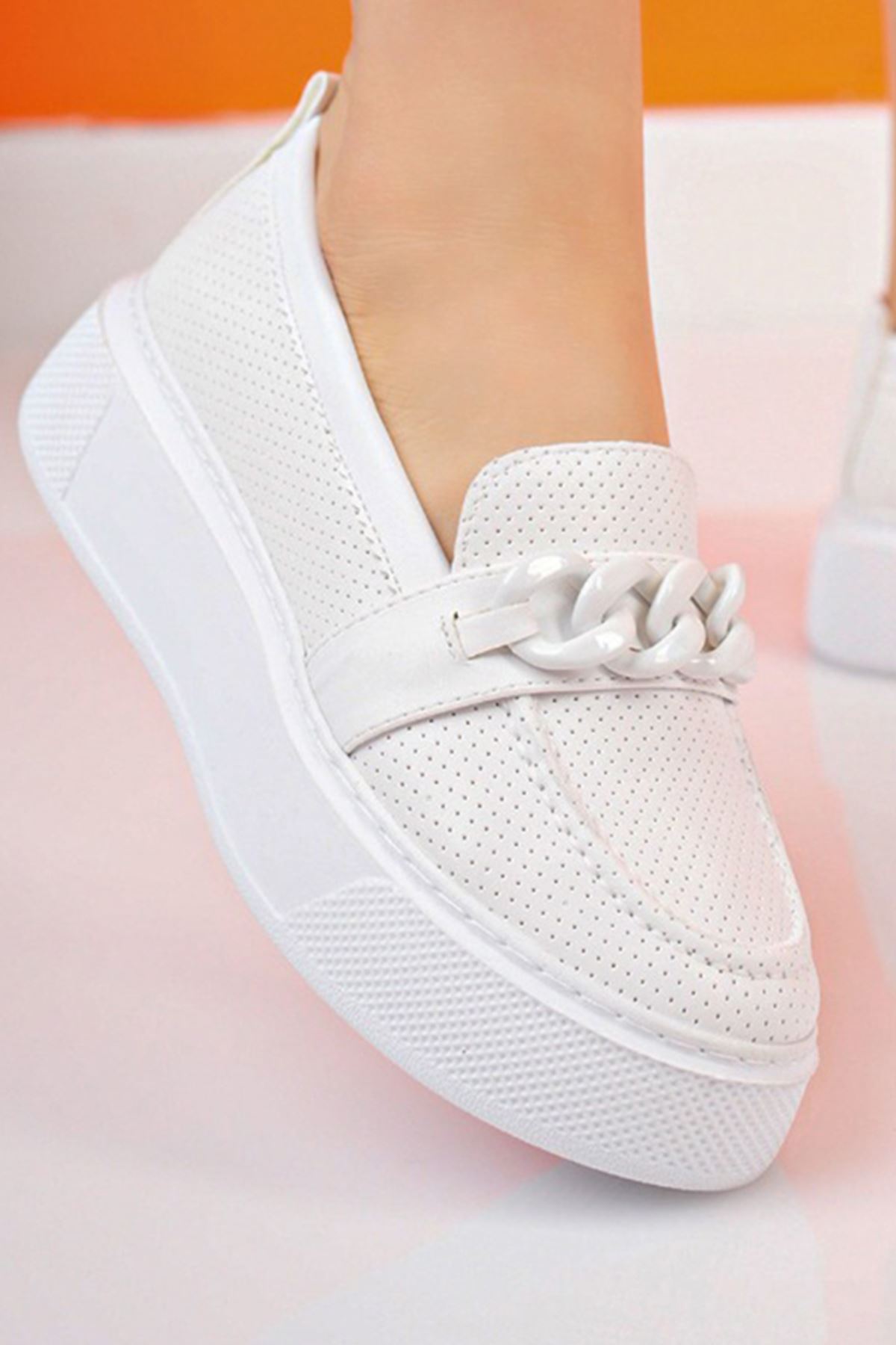 Freemax Kadın Yüksek Taban Günlük Oxford Ayakkabı Abb.505 Beyaz