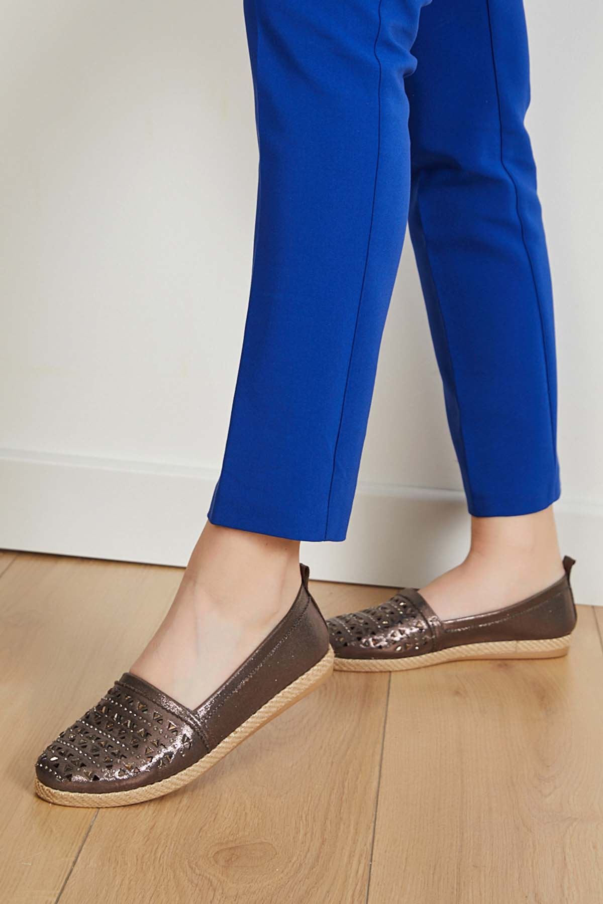 Freemax Günlük Comfortable Kadın Babet Ayakkabı Bronz