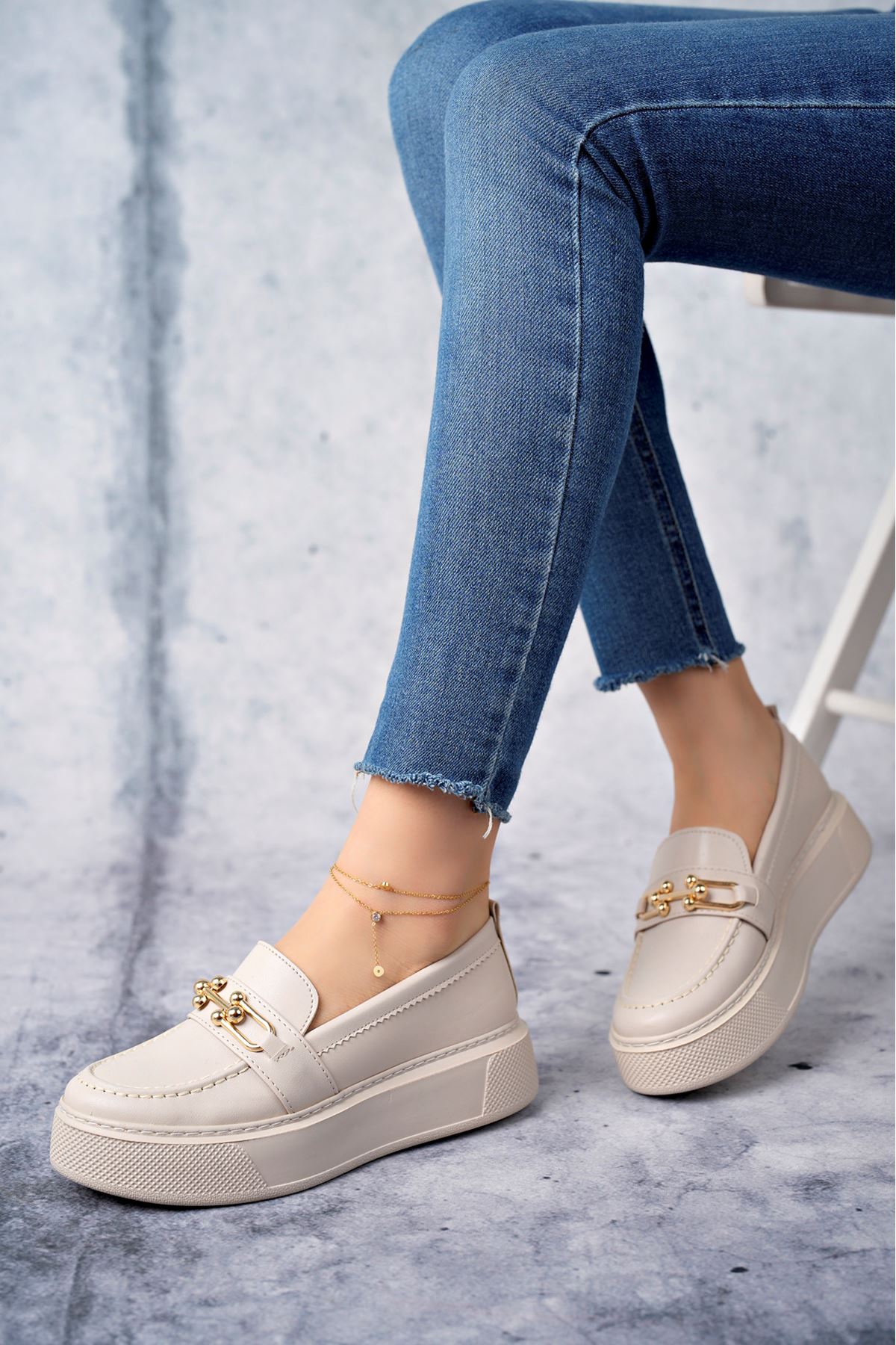 Freemax Kadın  Günlük Oxford Ayakkabı Abb.1502 Ten