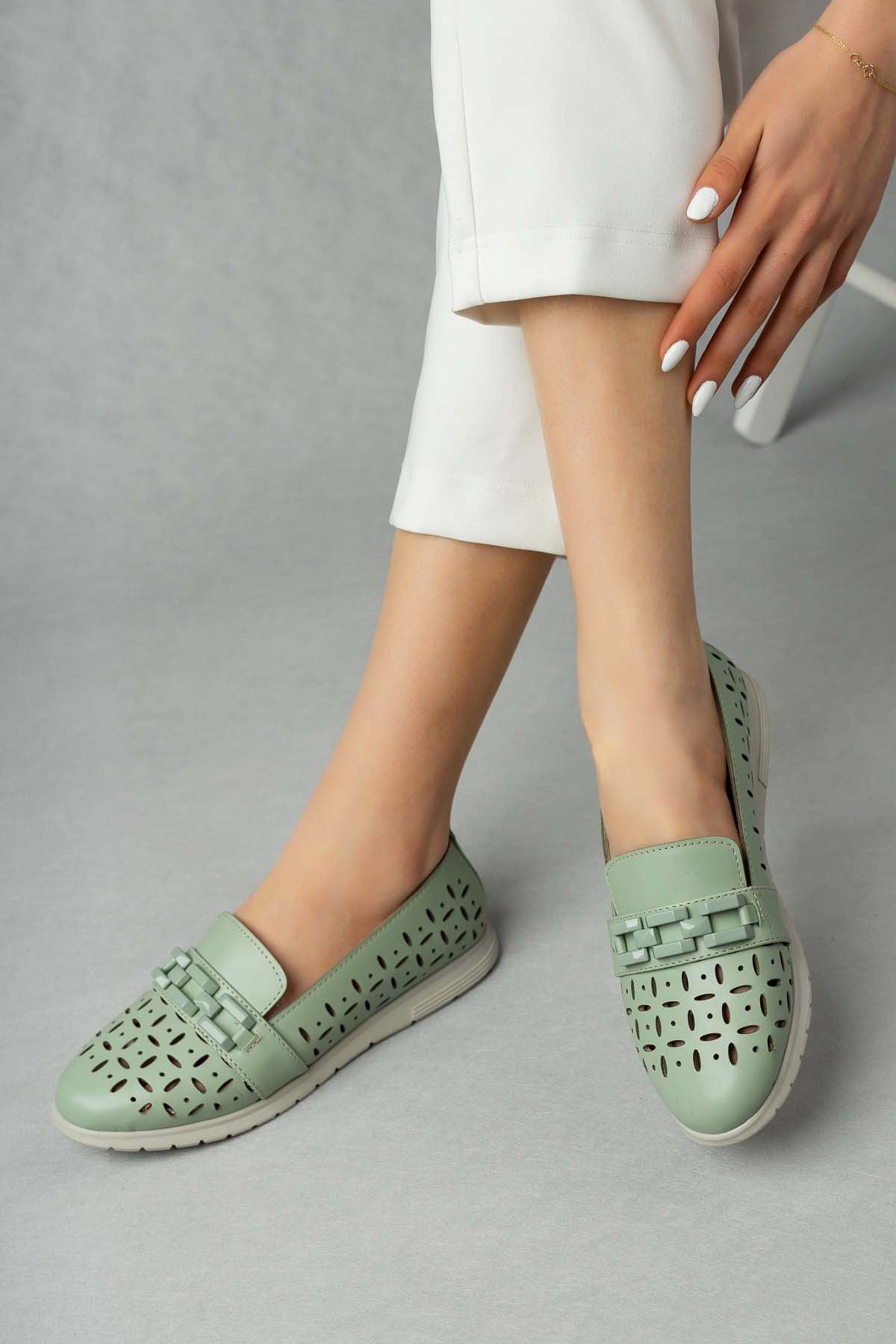 Freemax Kadın Babet Günlük Suni Deri Hafif Rahat Casual Yazlık Ayakkabı Abb 203 Mint