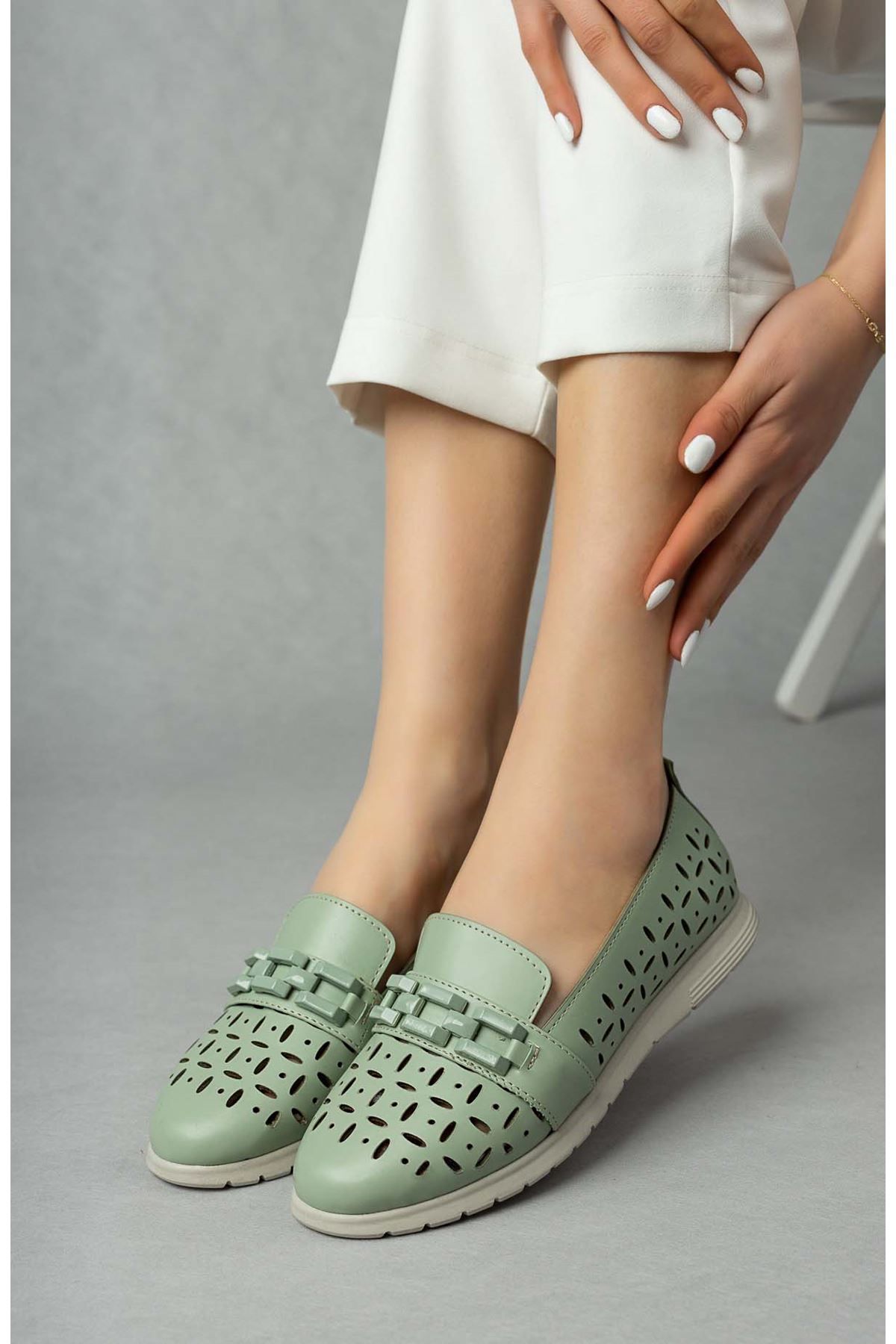 Freemax Kadın Babet Günlük Suni Deri Hafif Rahat Casual Yazlık Ayakkabı Abb 203 Mint