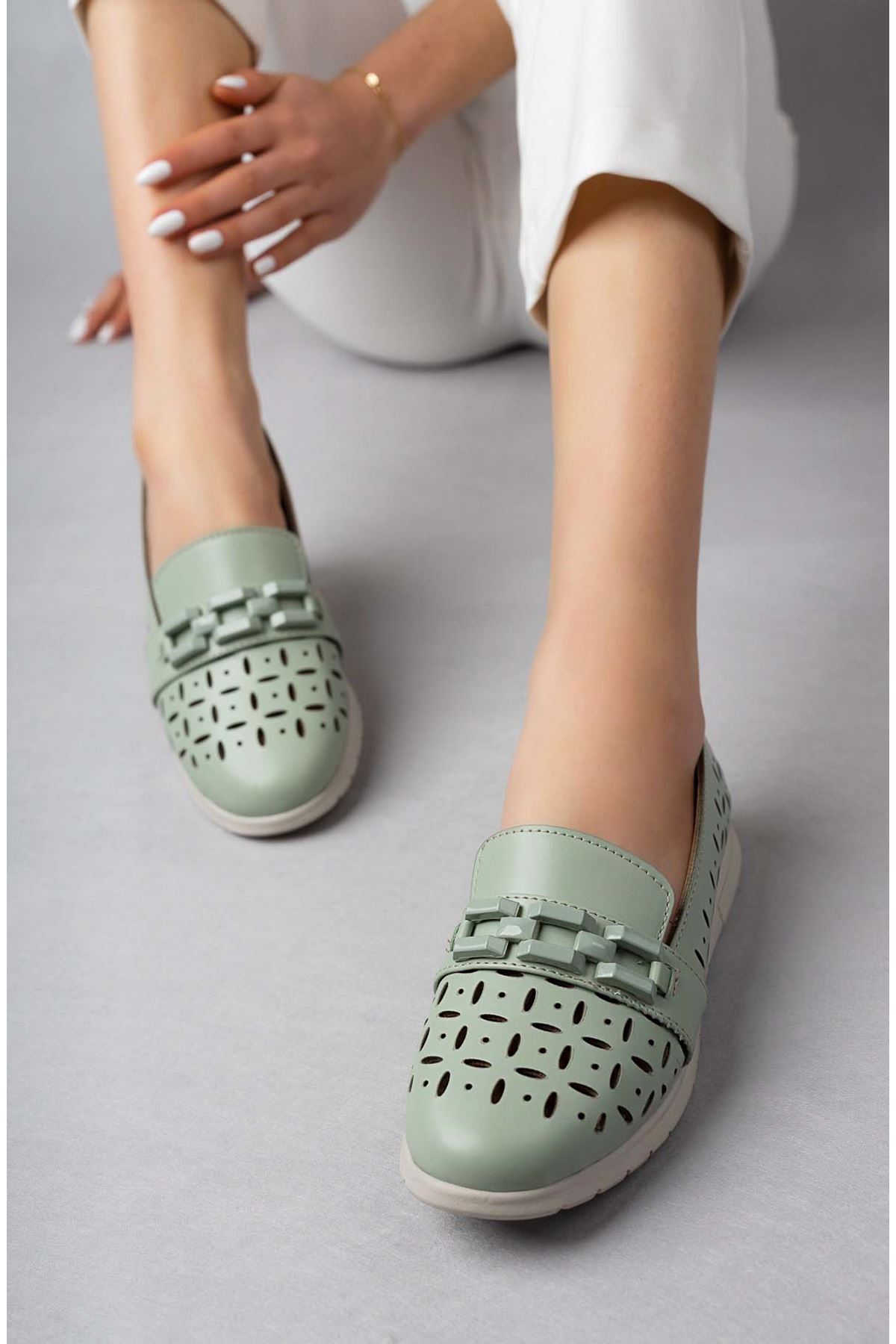 Freemax Kadın Babet Günlük Suni Deri Hafif Rahat Casual Yazlık Ayakkabı Abb 203 Mint