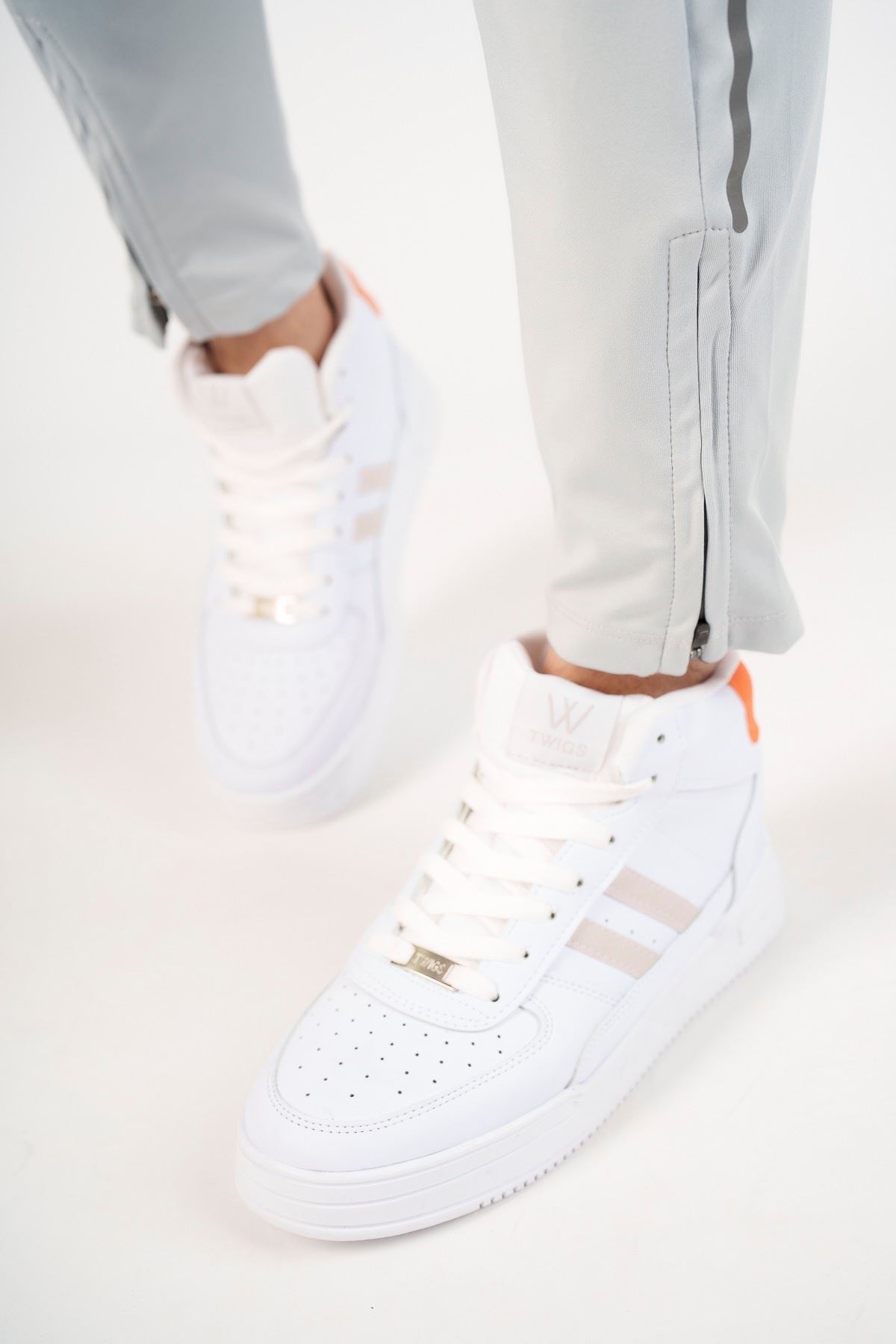 Freemax Unisex Garantili  Sneaker Spor Bot Ayakkabı Freemax.177 Beyaz Oranj