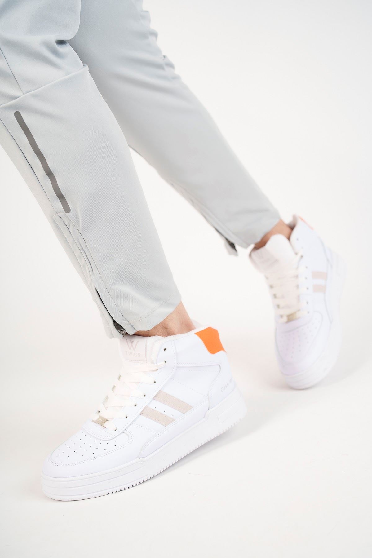 Freemax Unisex Garantili  Sneaker Spor Bot Ayakkabı Freemax.177 Beyaz Oranj