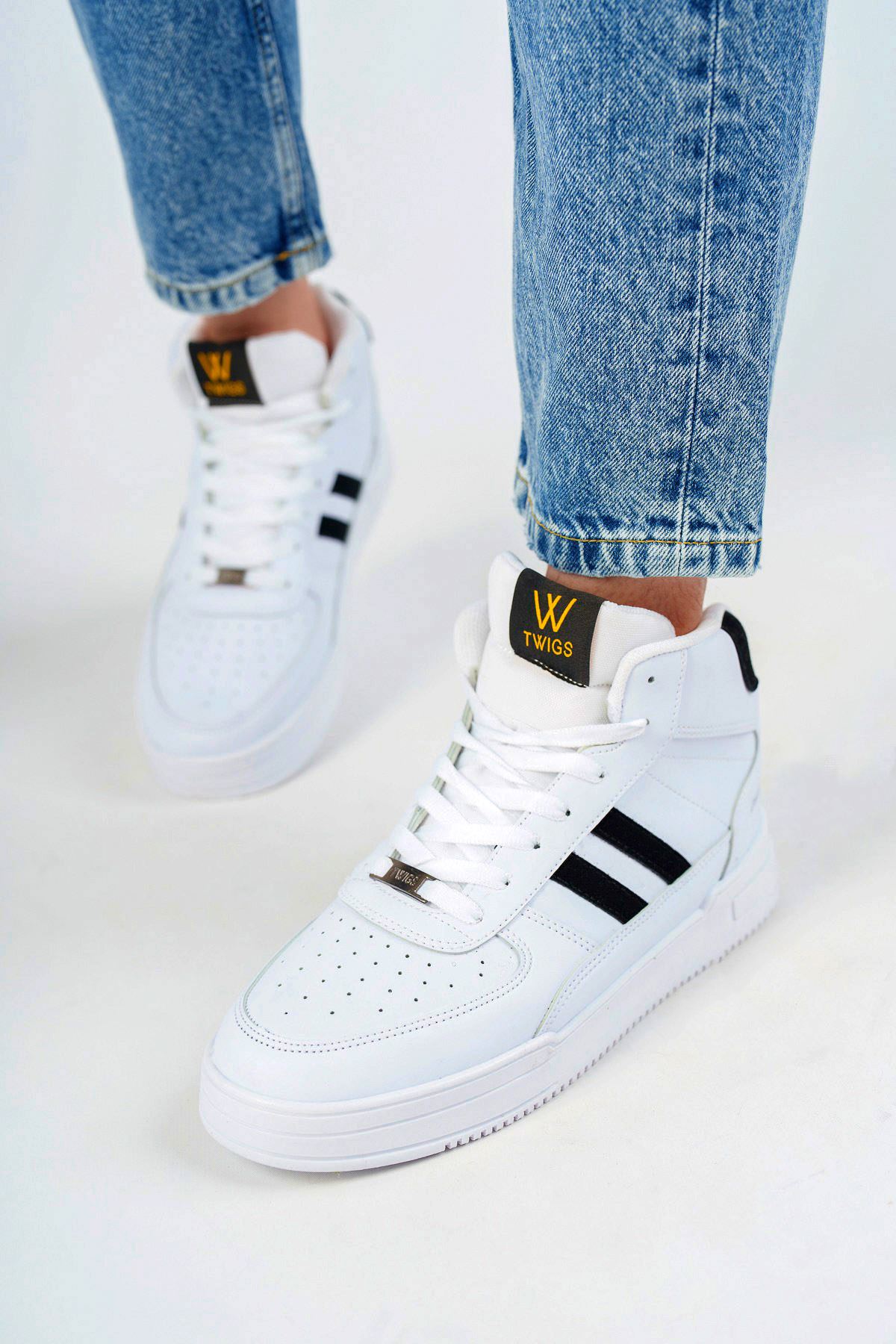 Freemax Unisex Garantili  Sneaker Spor Bot Ayakkabı Freemax.177 Beyaz Siyah