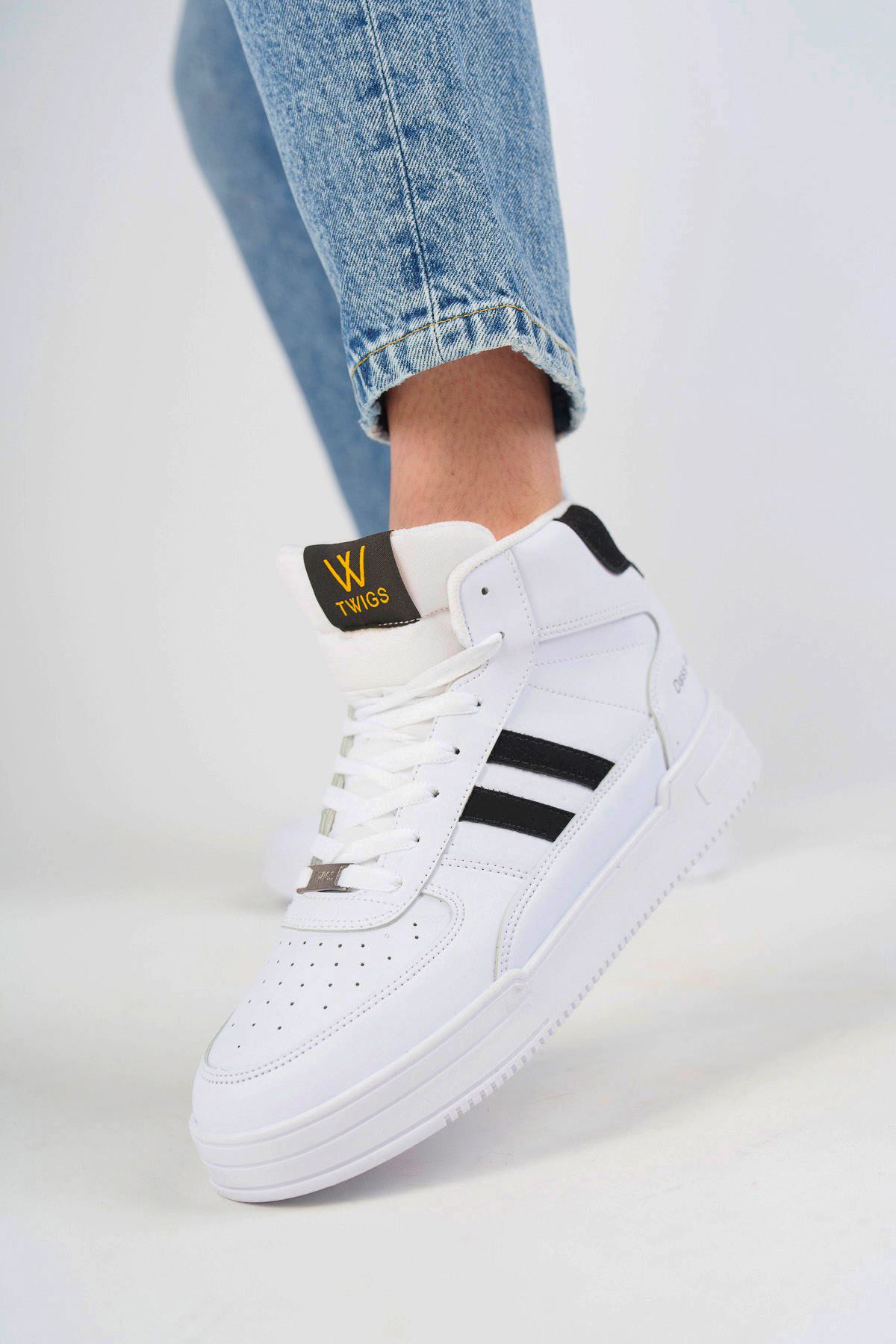 Freemax Unisex Garantili  Sneaker Spor Bot Ayakkabı Freemax.177 Beyaz Siyah