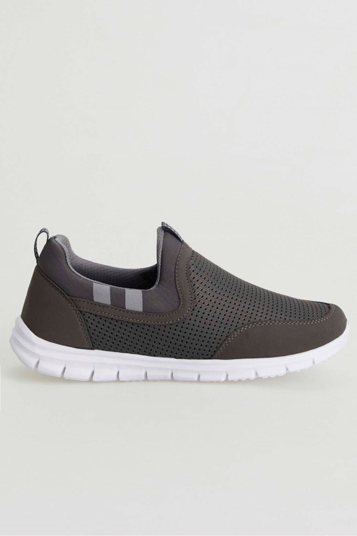 Freemax Unisex  Konforlu Yürüyüş Spor Sneaker Ayakkabı Füme Beyaz