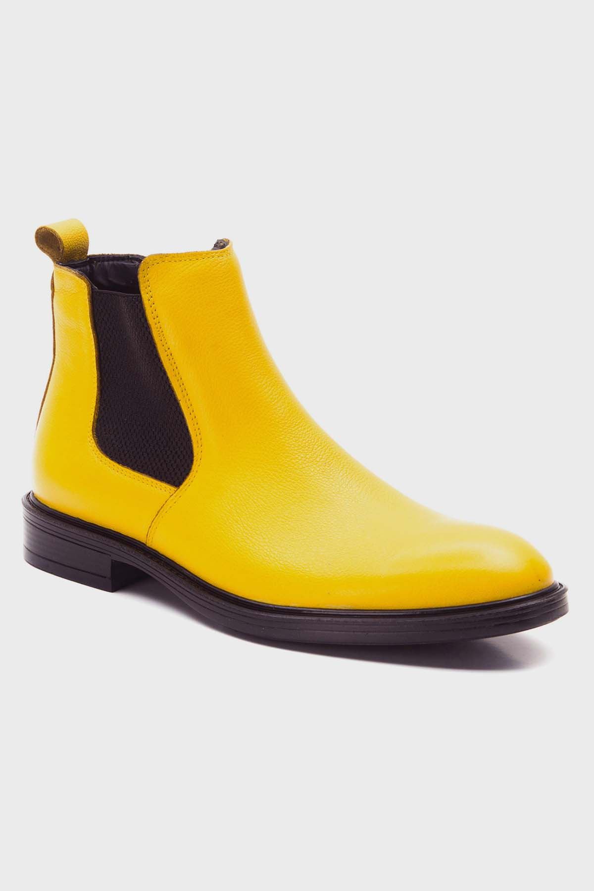Freemax Hakiki Deri  Chelsea Kışlık Erkek Bot Derizade.101.0032 Sarı