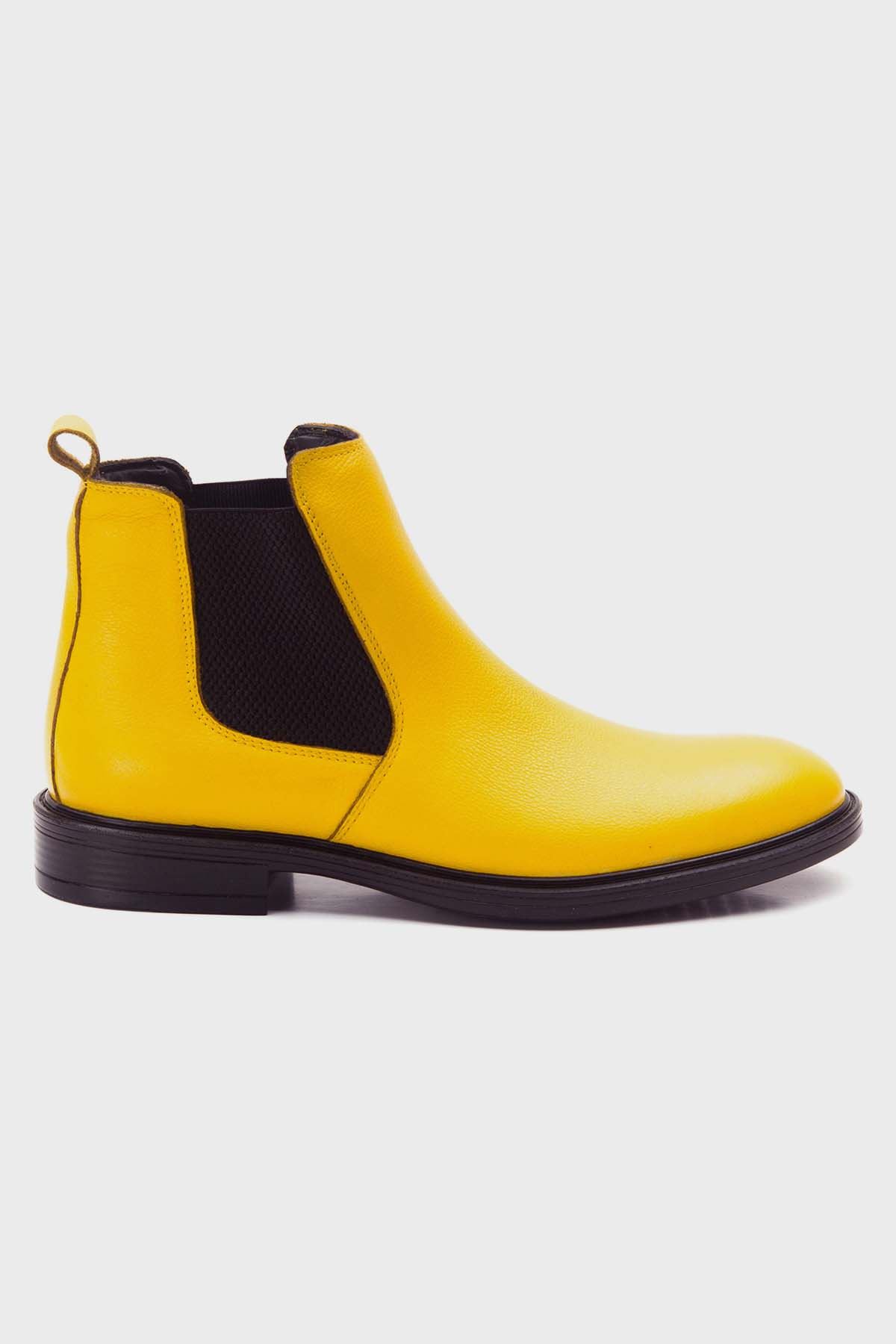 Freemax Hakiki Deri  Chelsea Kışlık Erkek Bot Derizade.101.0032 Sarı