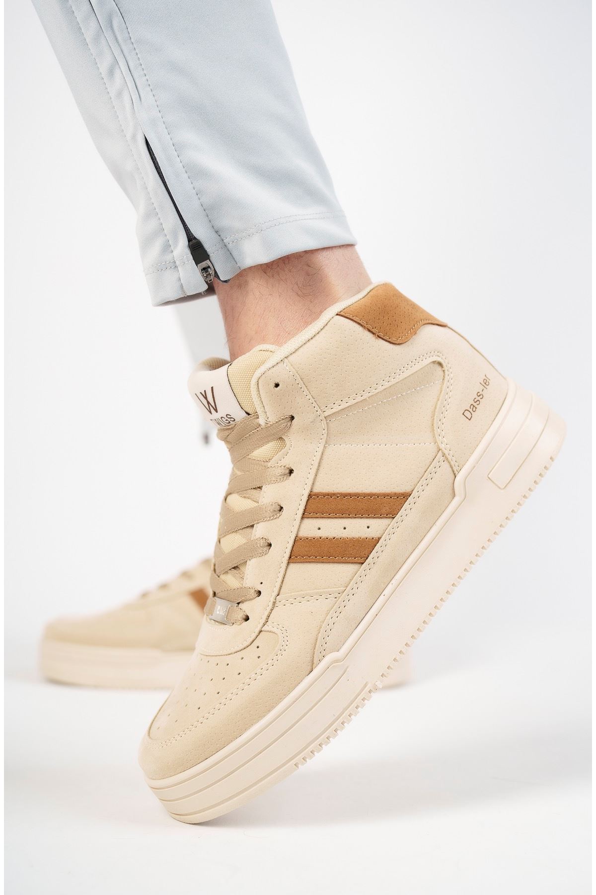 Freemax Unisex Garantili  Sneaker Spor Bot Ayakkabı Freemax.177 Bej Kahve