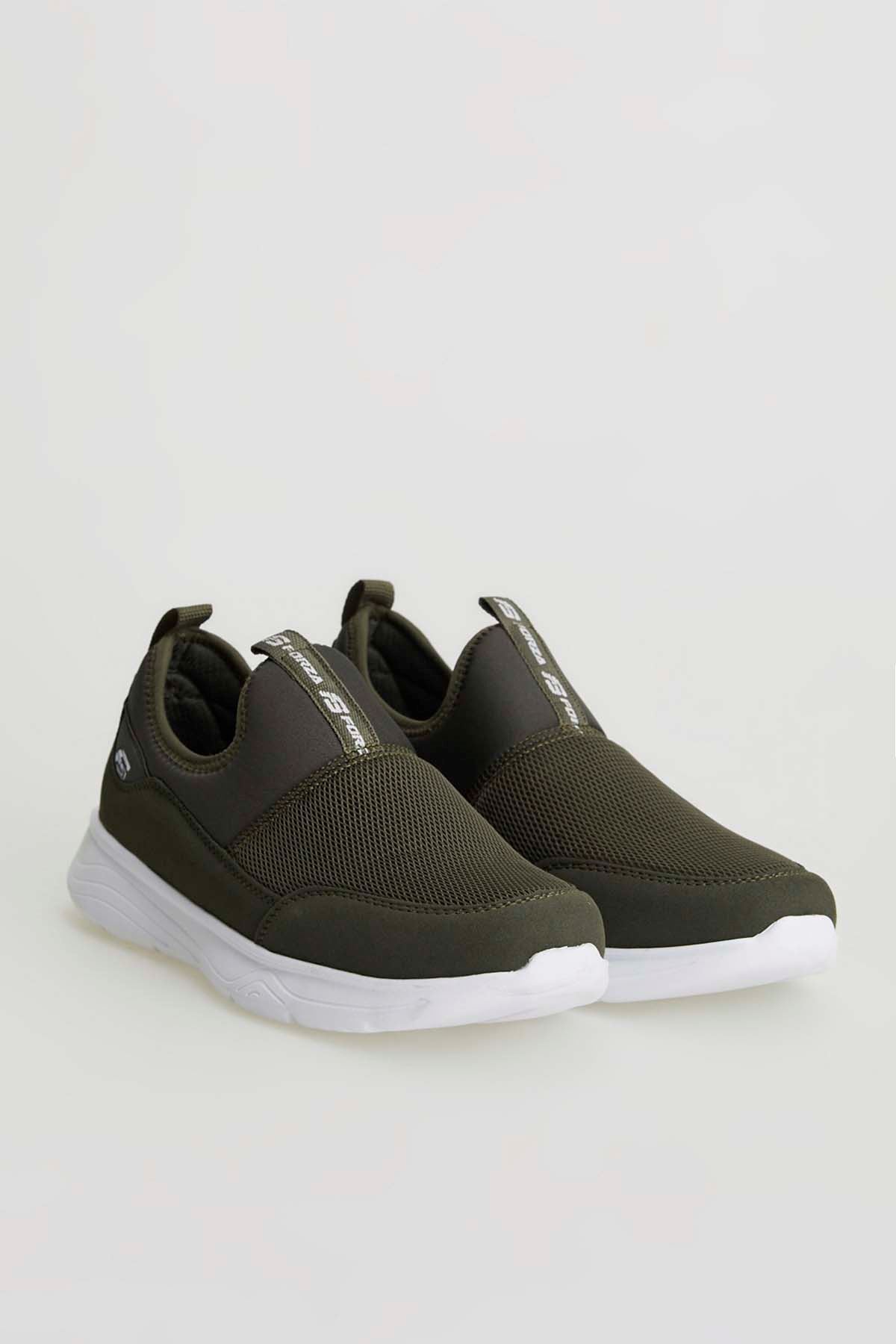 Freemax Unisex  Hafif Esnek Rahat Spor Sneaker Ayakkabı 1612 Haki Beyaz
