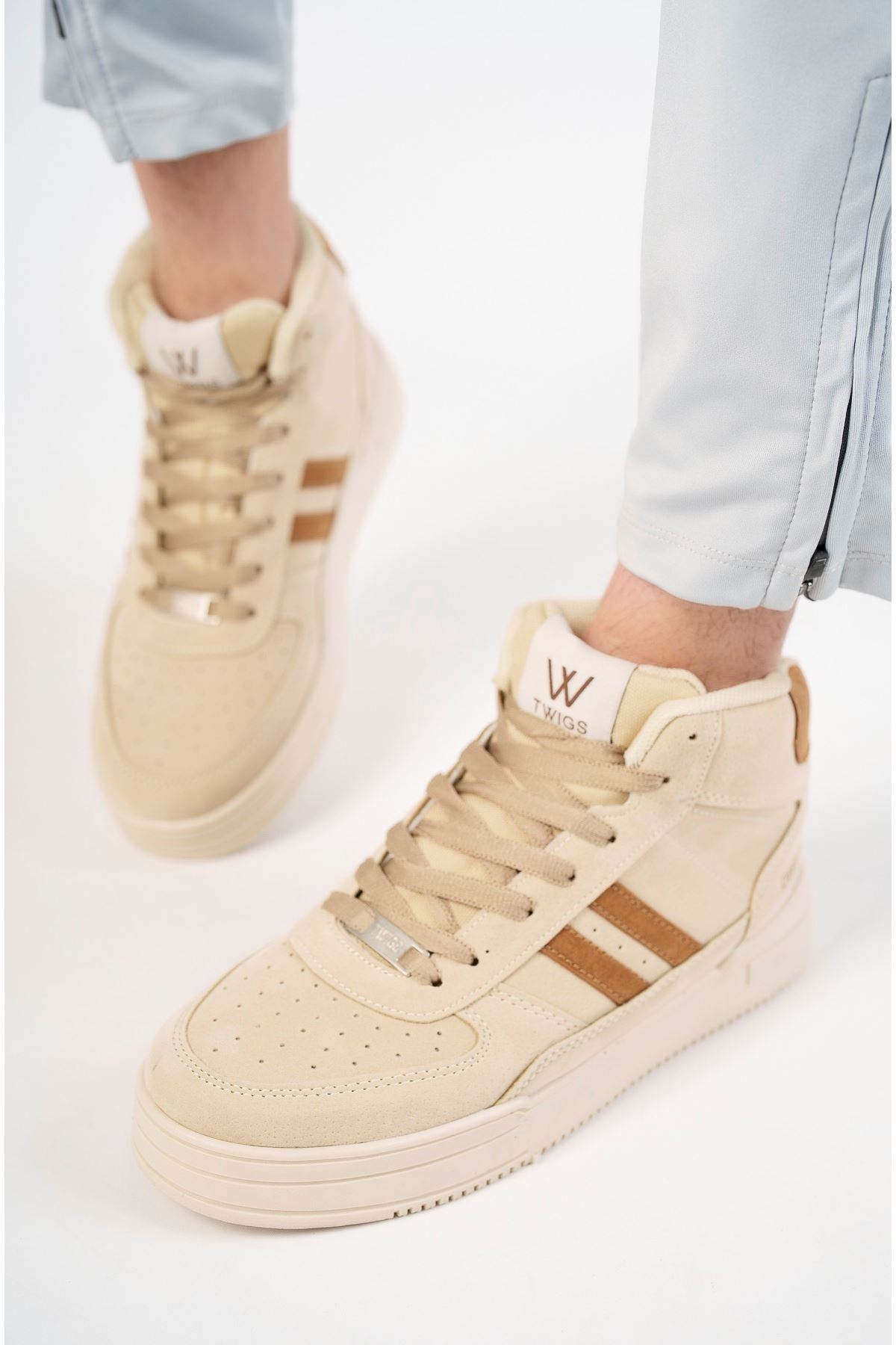 Freemax Unisex Garantili  Sneaker Spor Bot Ayakkabı Freemax.177 Bej Kahve