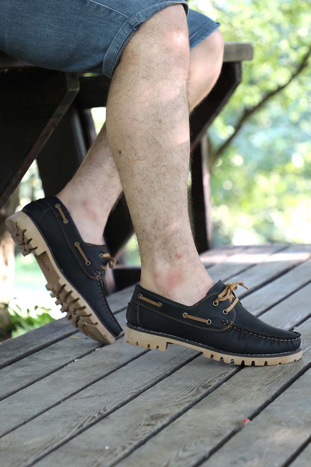 Freemax Erkek Loafer Ayakkabı Ünal ayakkabı 301-2323 Siyah Kum