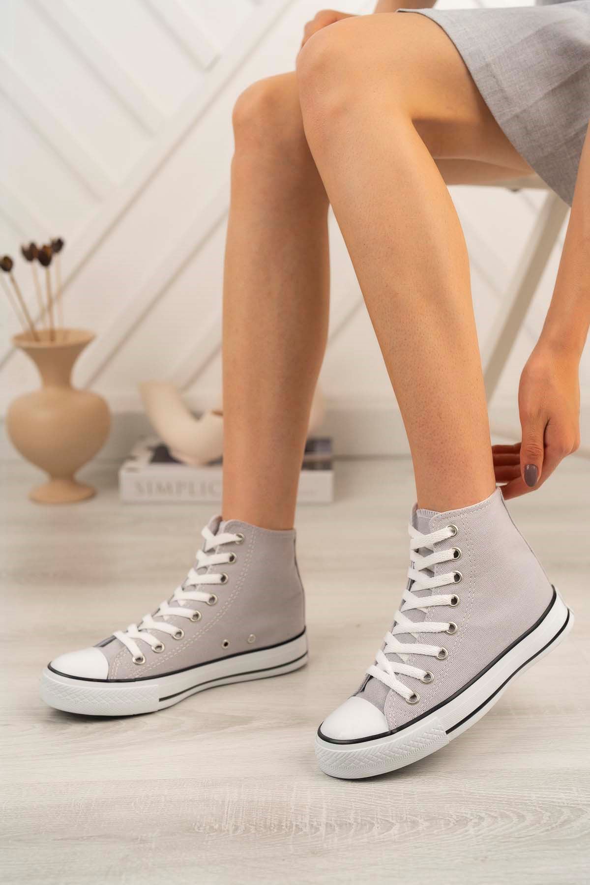 Freemax Kadın Hafif Keten Esnek Taban Spor Sneaker Ayakkab Freemax 4200 Gri