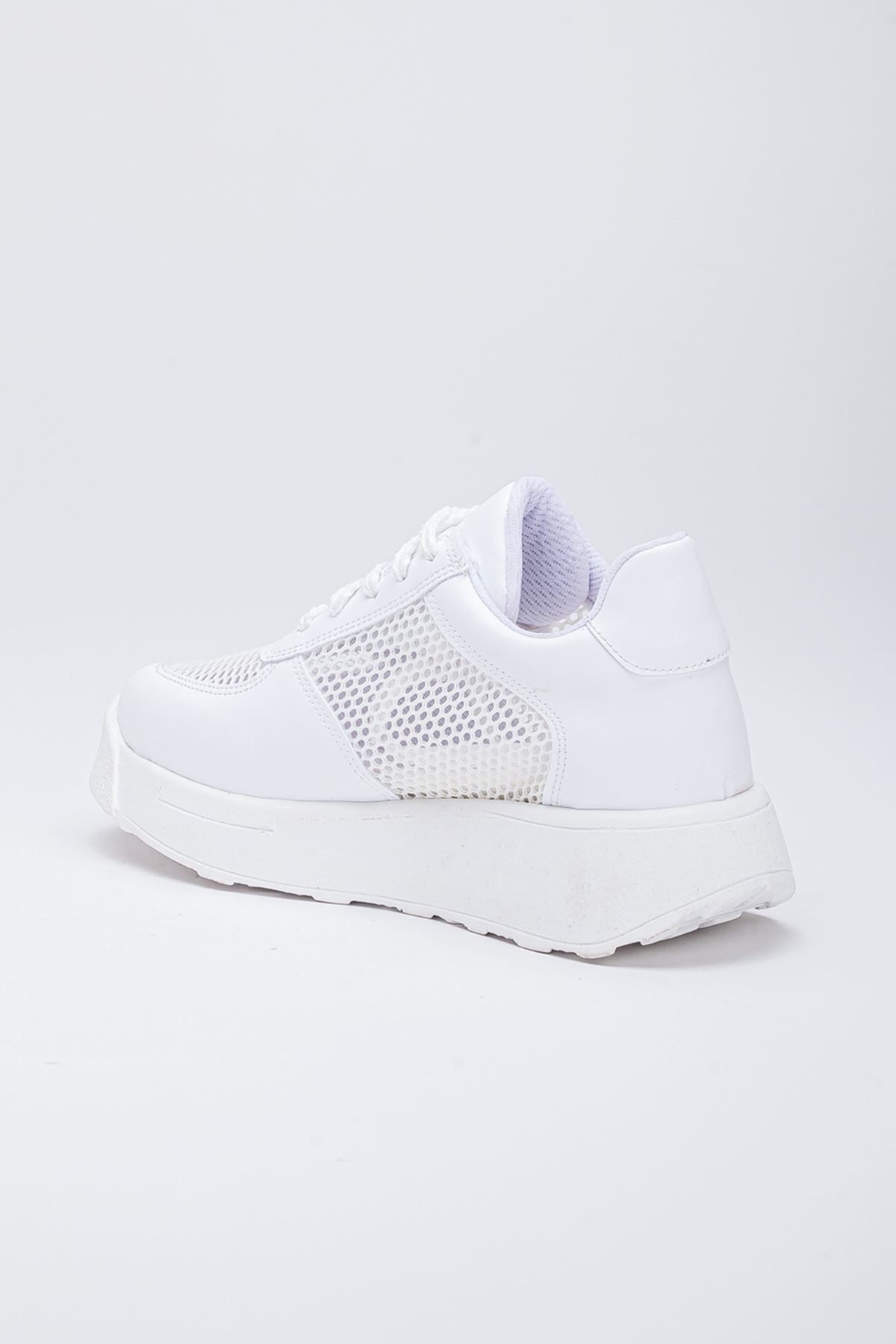 Freemax Kadın  Yazlık Fileli Spor Sneaker Yürüyüş Hafif Rahat Ayakkabı H30 Beyaz