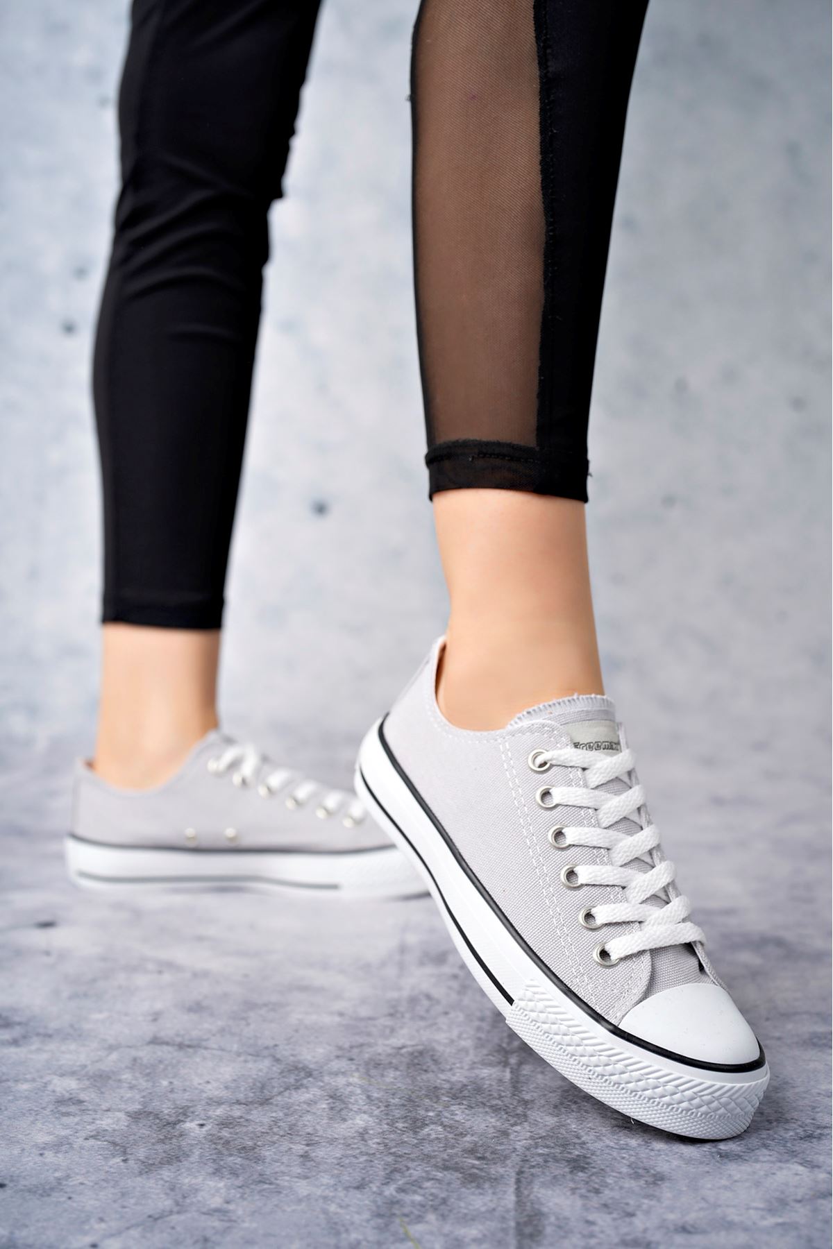 Freemax Kadın Hafif Keten Esnek Taban Spor Sneaker Ayakkab Freemax 4100 Gri