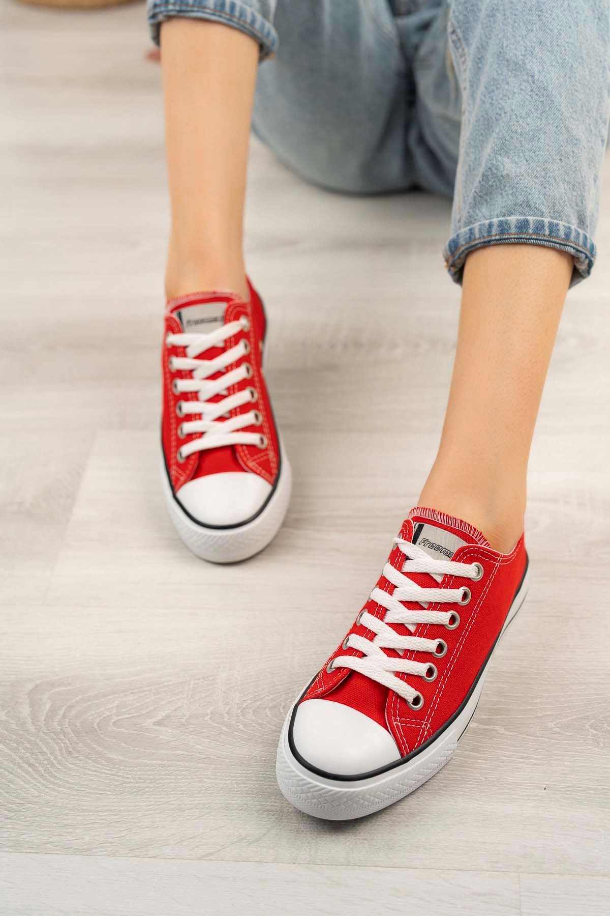 Freemax Kadın Hafif Keten Esnek Taban Spor Sneaker Ayakkab Freemax 4100 Kırmızı