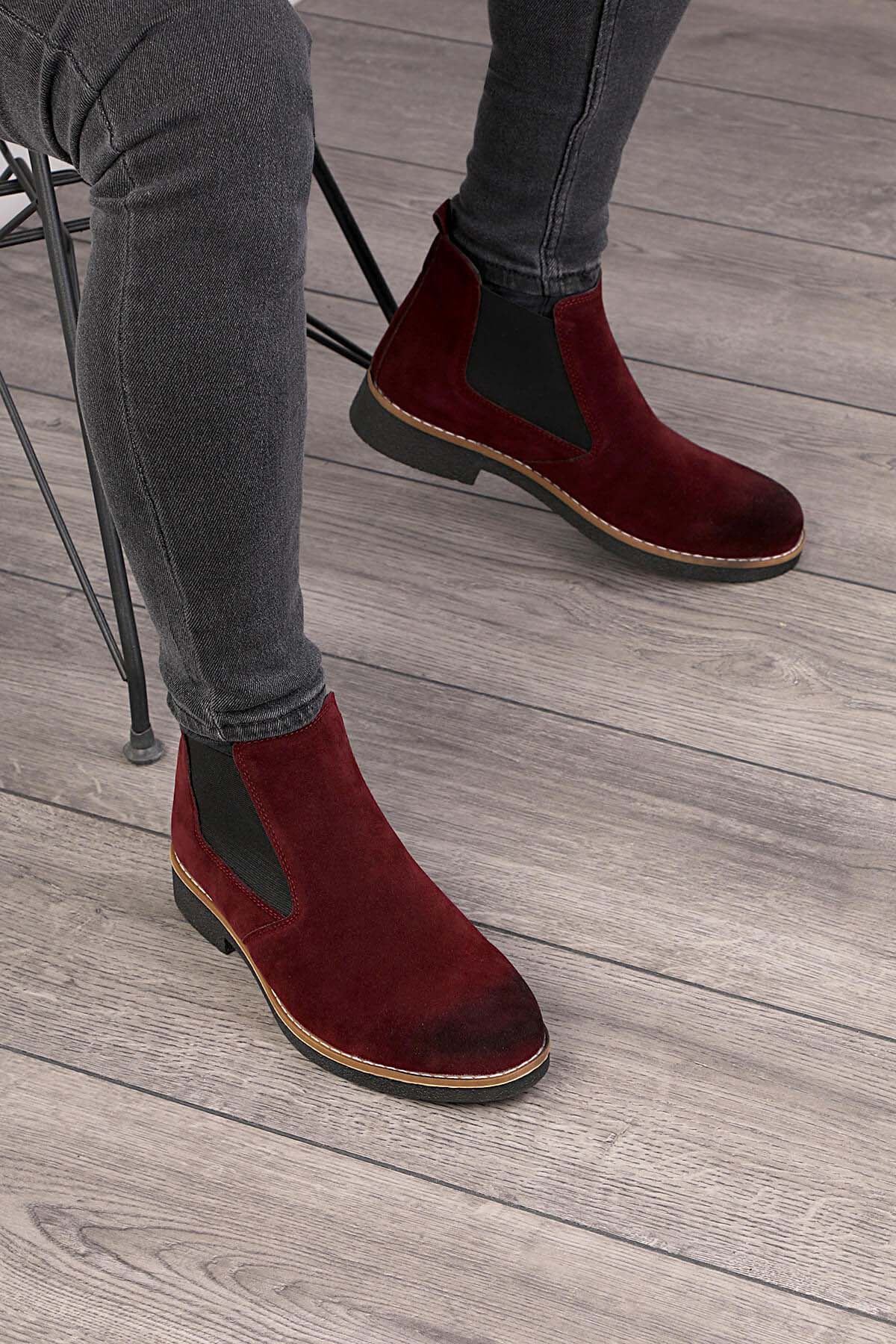 Freemax Unisex Ortopedik iç Tabanlık Suya Dayanıklı Chelsea Bot Garantili ÜrünFreemax.30141 Süet Bordo