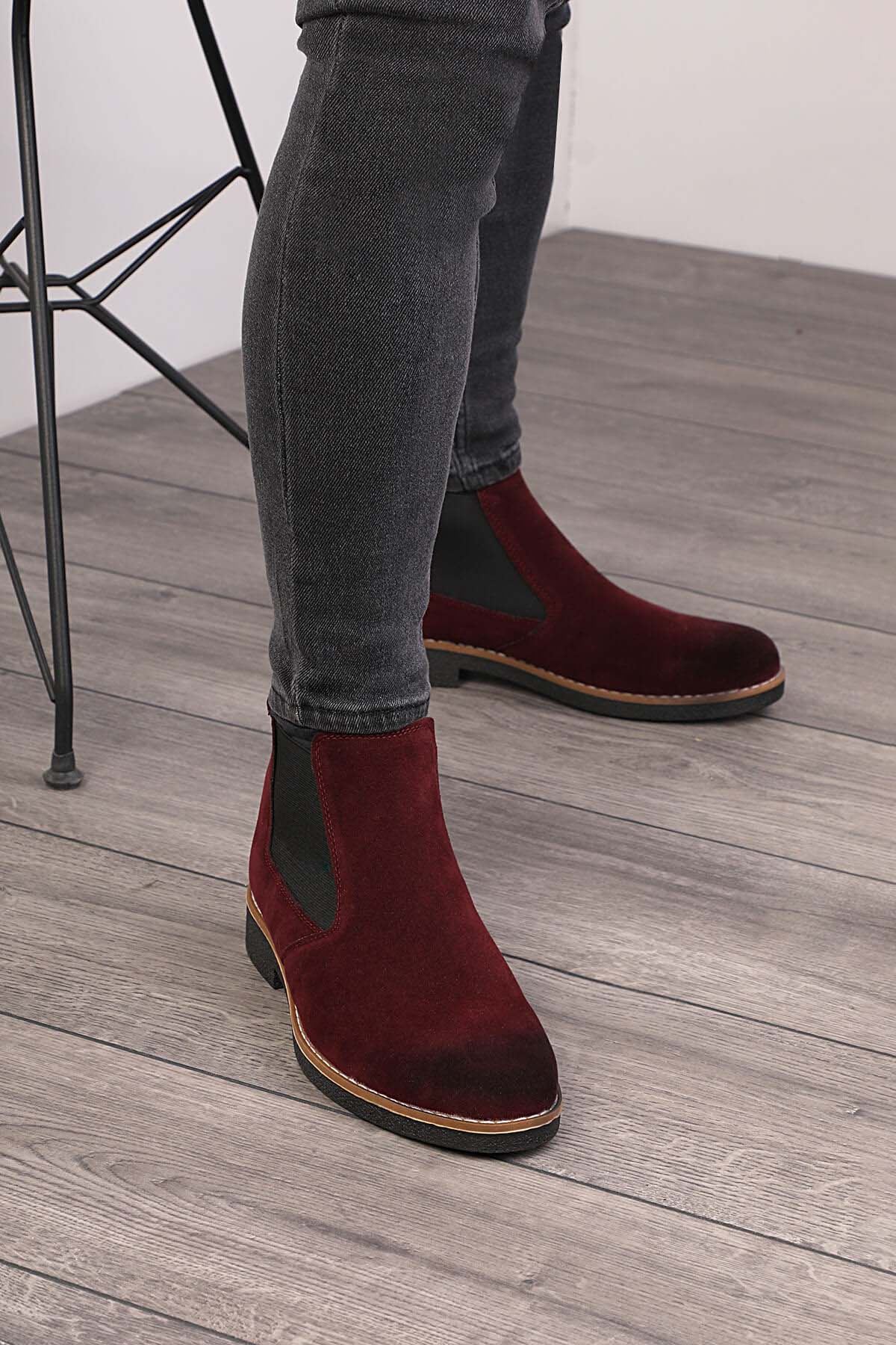 Freemax Unisex Ortopedik iç Tabanlık Suya Dayanıklı Chelsea Bot Garantili ÜrünFreemax.30141 Süet Bordo