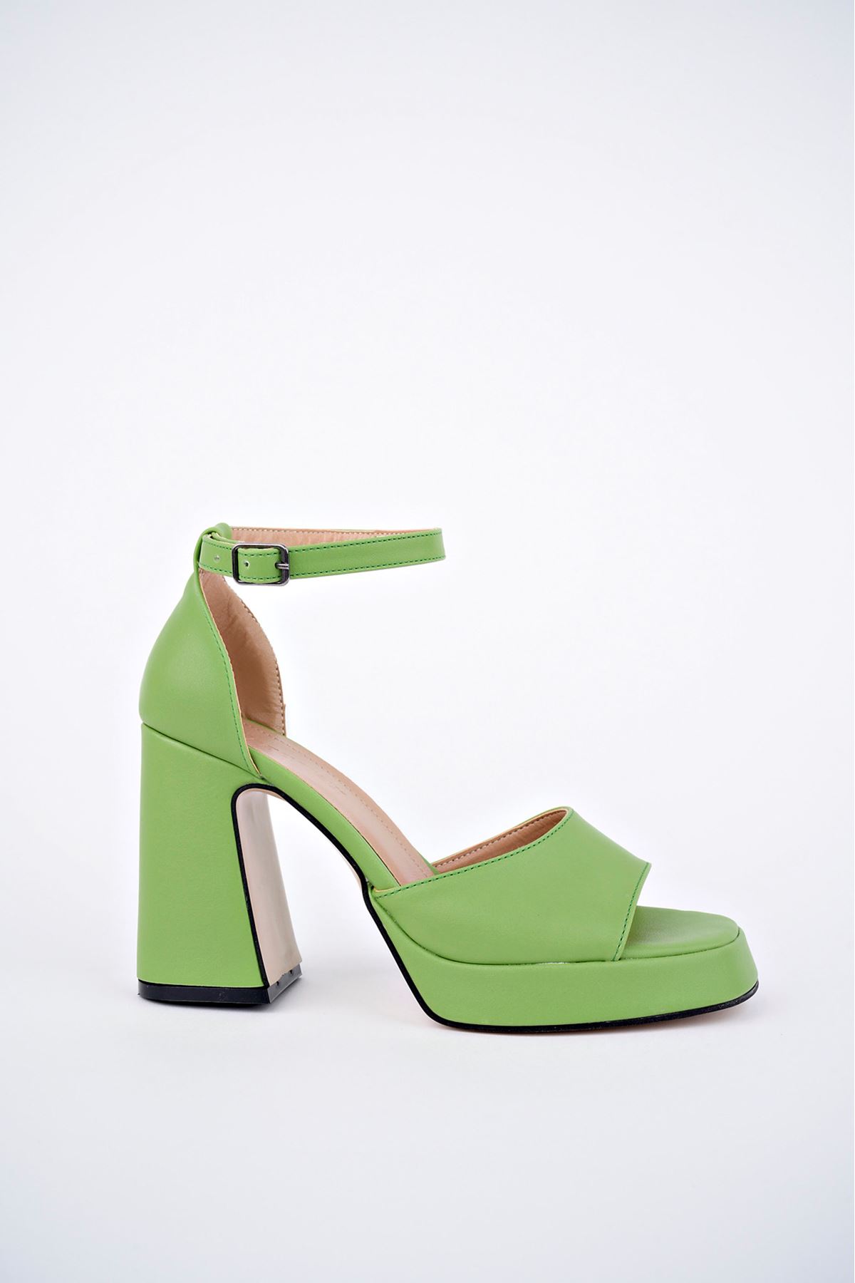 Freemax Kadın Yüksek Klasik 10 cm Topuklu Platform Ayakkabı Byc 1002 Su Yeşili