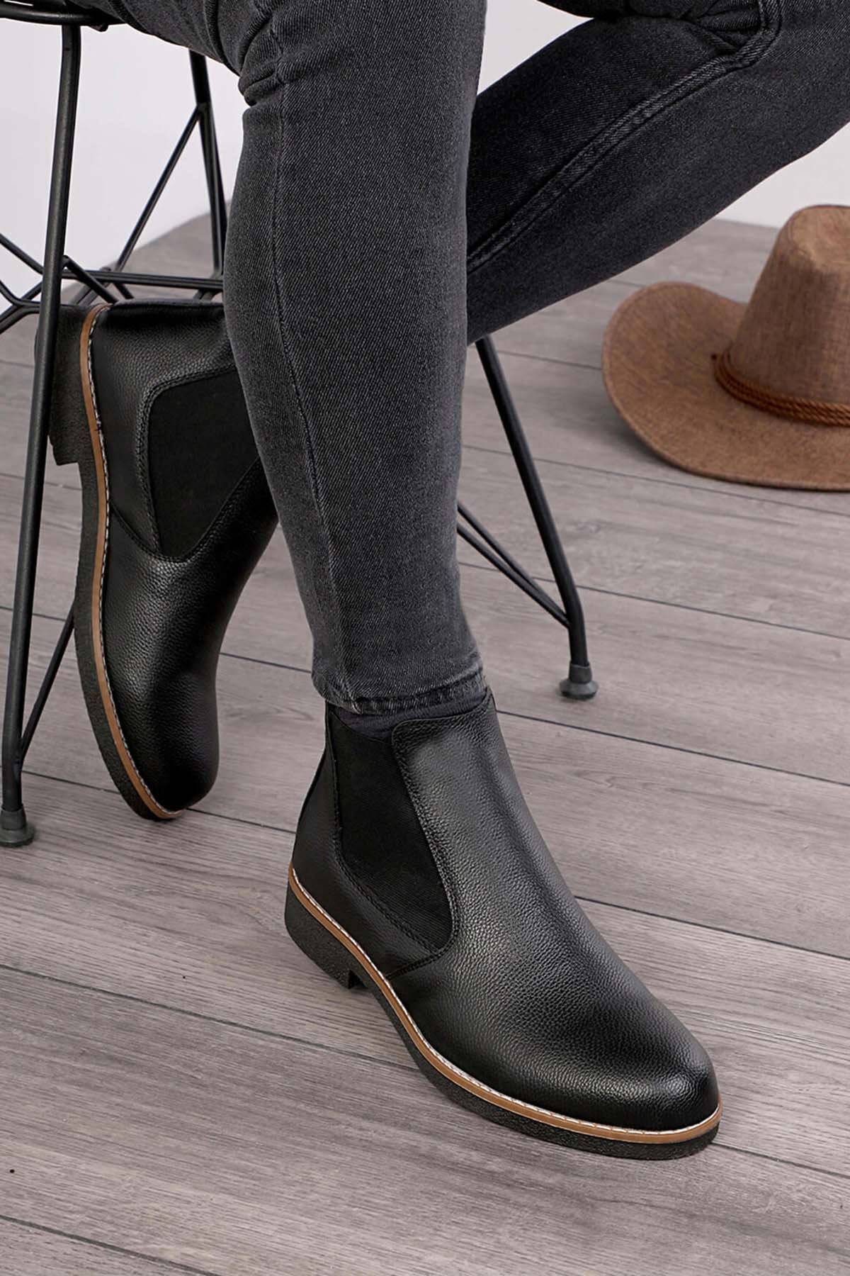 Freemax Unisex Ortopedik iç Tabanlık Suya Dayanıklı Chelsea Bot Garantili ÜrünFreemax.30141 SİYAH