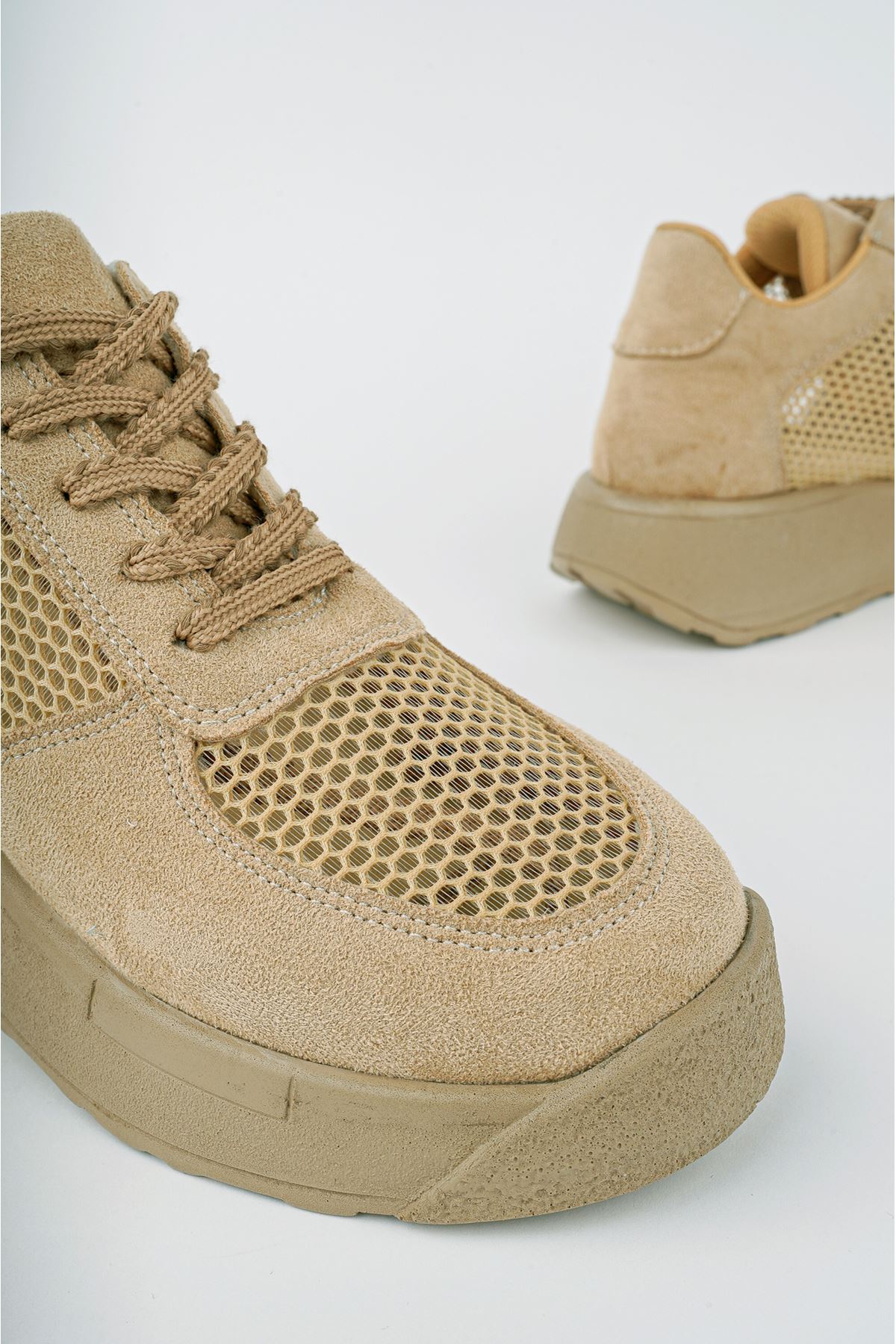 Freemax Kadın  Yazlık Fileli Spor Sneaker Yürüyüş Hafif Rahat Ayakkabı H30 CAMEL