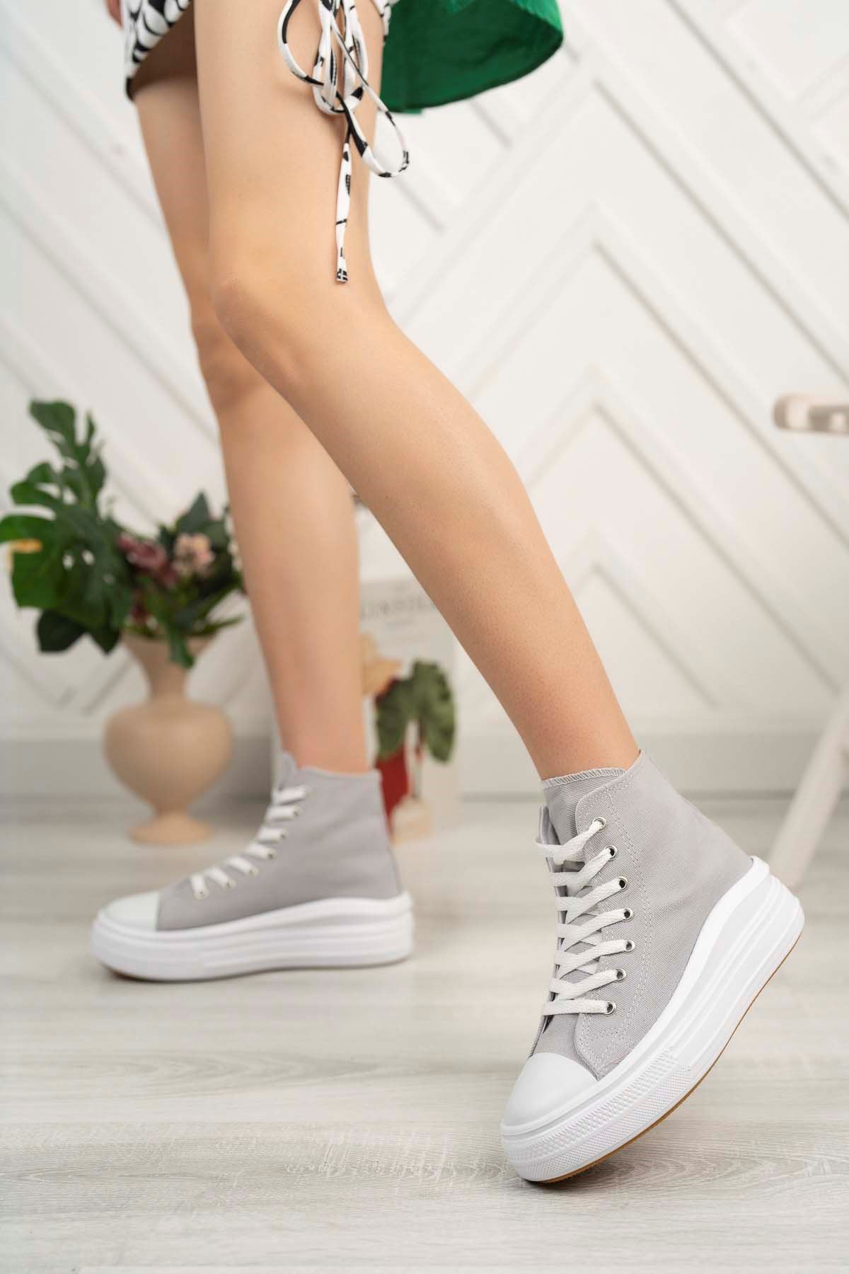 Freemax Kadın Keten Hafif Esnek Yumuşak Taban Spor Sneaker Ayakkabı  Freemax 4400 Gümüş