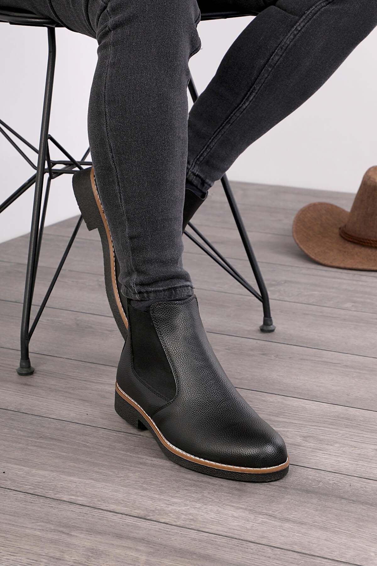 Freemax Unisex Ortopedik iç Tabanlık Suya Dayanıklı Chelsea Bot Garantili ÜrünFreemax.30141 SİYAH